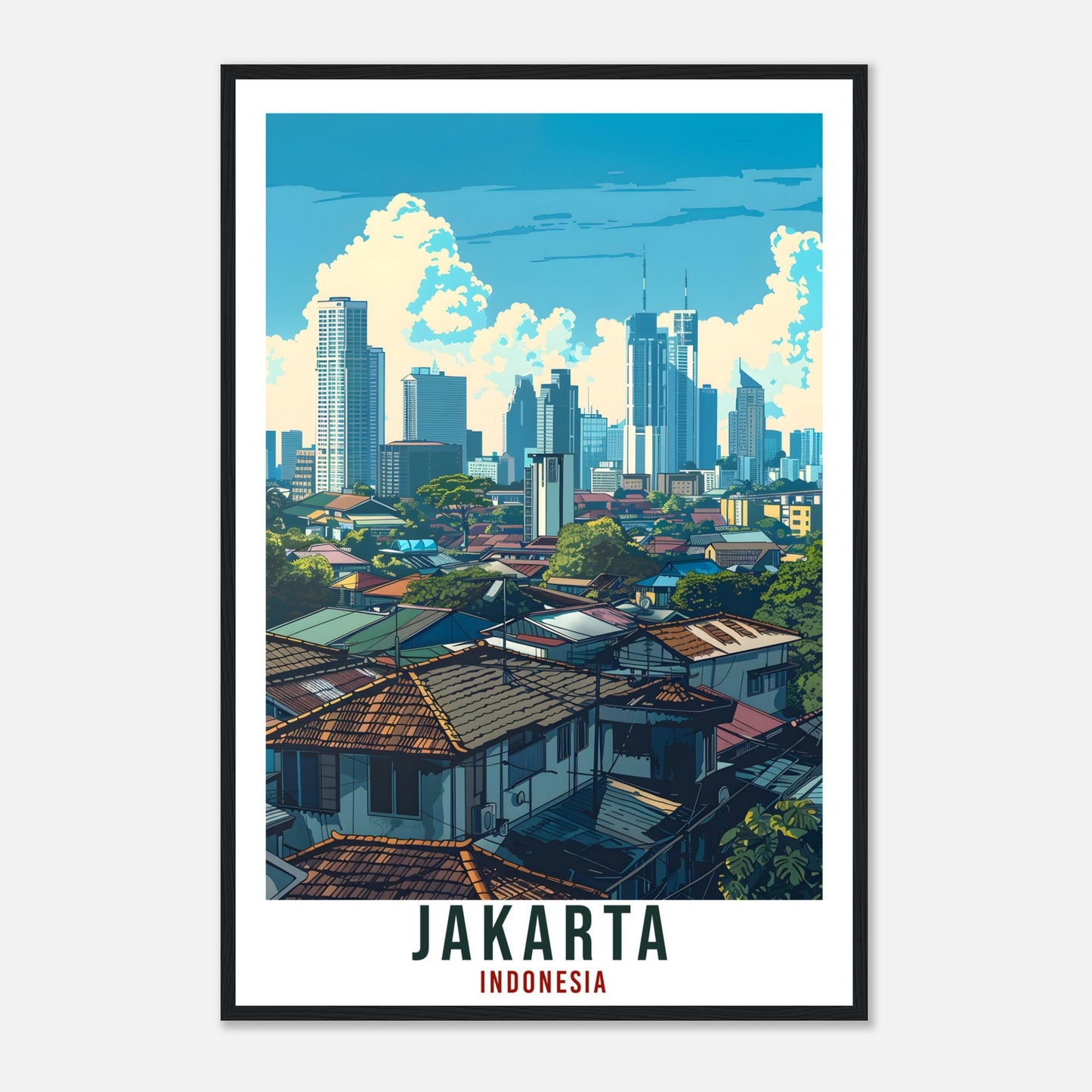 Jakarta Travel Print Wall Art Wall Hanging Home Décor Jakarta Gift Landmark Artwork Travel Art Lovers Indonesia Jakarta City Travel Poster