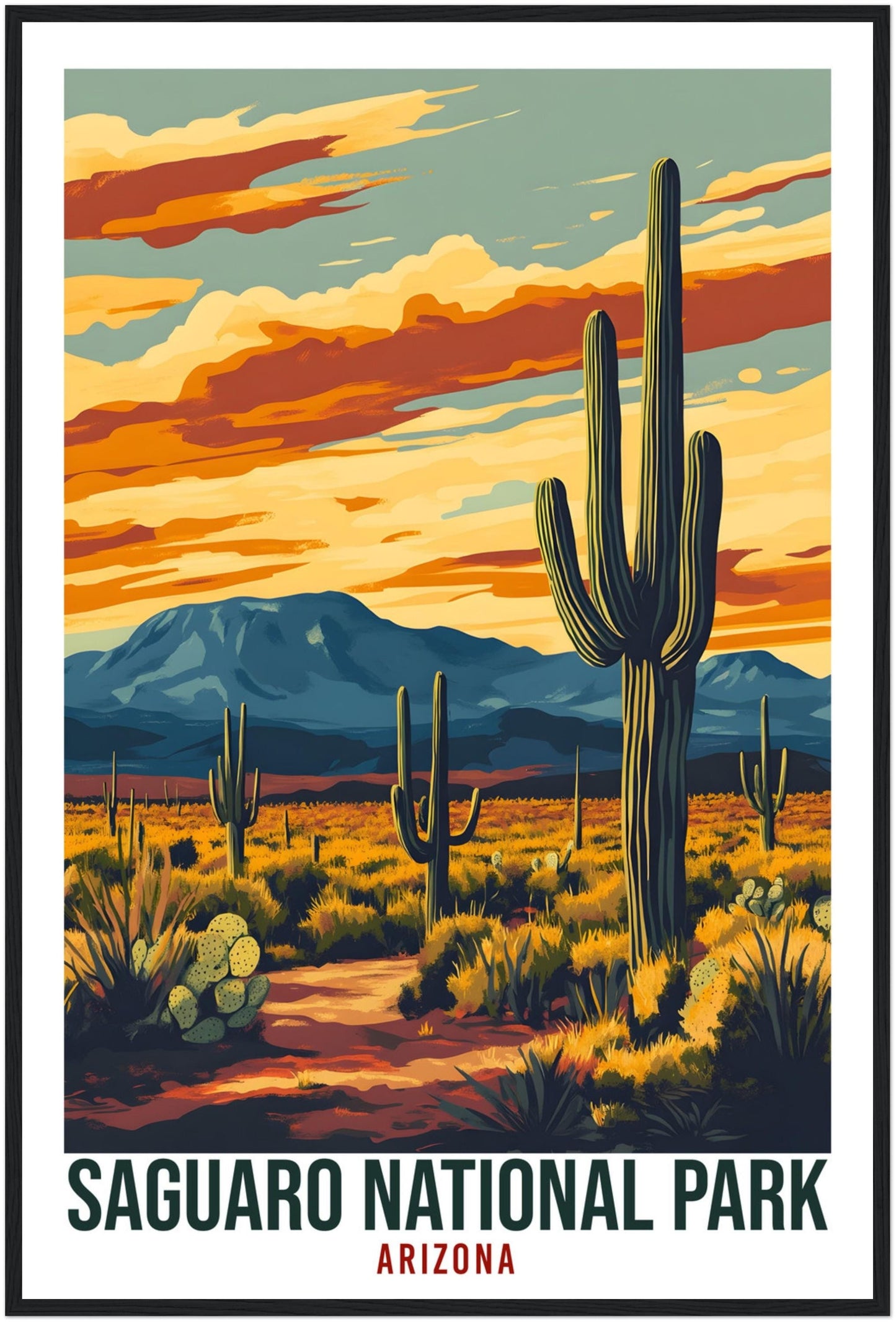 Saguaro National Park Arizona USA Travel Print Wall Art Wall Hanging Home Décor Saguaro Park Gift Travel Art USA Artwork Travel Poster