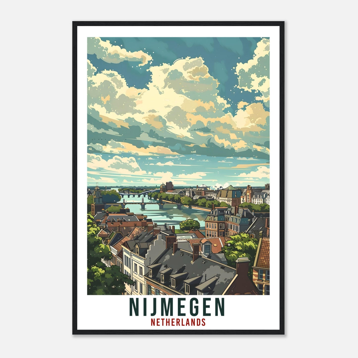 Nijmegen Travel Print Holland Wall Art Wall Hanging Home Décor Nijmegen Gift Art Print Gift Dutch Artwork Gift The Netherlands Travel Poster