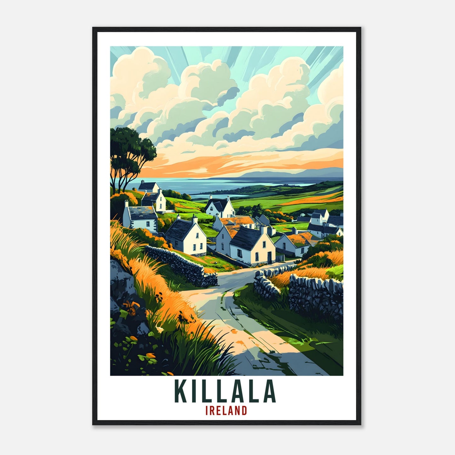 Killala Travel Print Ireland Home Decor Killala Wall Art Wall Hanging Art Lover Irish Artwork Travel Poster Killala Ireland Travel Art Gift