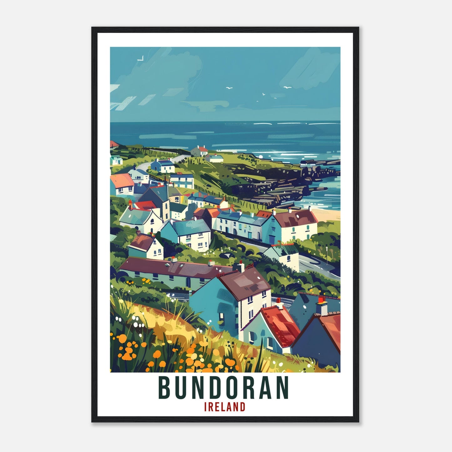 Bundoran Travel Print Ireland Wall Art Wall Hanging Home Living Décor Bundoran Gift Art Lovers Gift Irish Artwork Gift Ireland Travel Poster