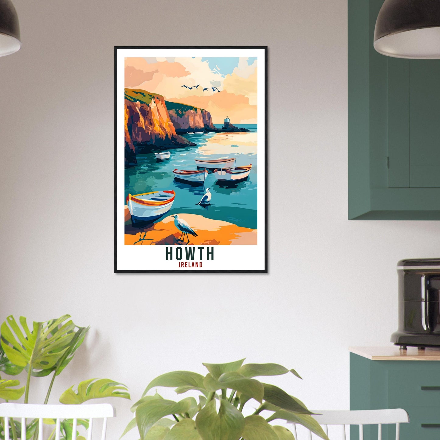 Howth Travel Print Ireland Home Decor Howth Wall Art Wall Hanging Art Lover Irish Artwork Travel Poster Howth Dublin Ireland Travel Art