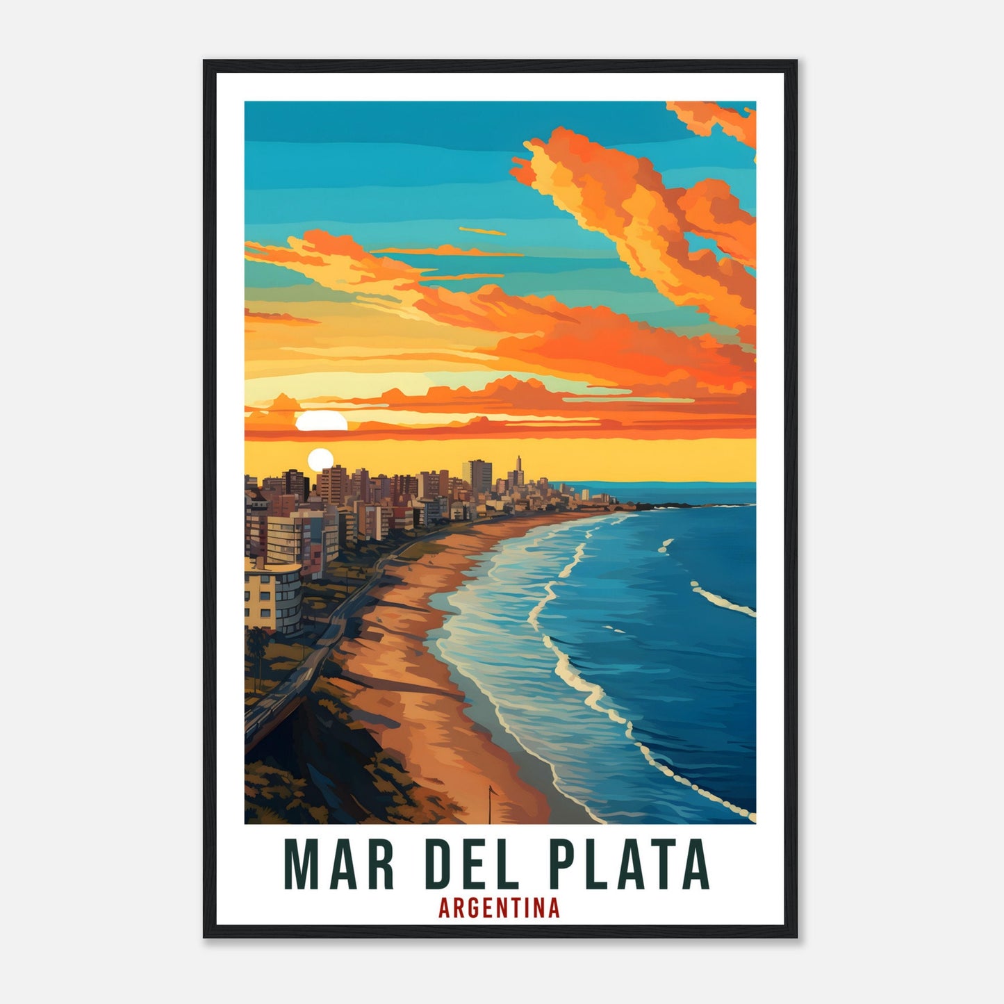 Mar Del Plata Travel Print Wall Art Mar Del Plata Argentina Landscape Artwork Art Gifts Mar Del Plata Travel Poster Argentinian Art Lovers