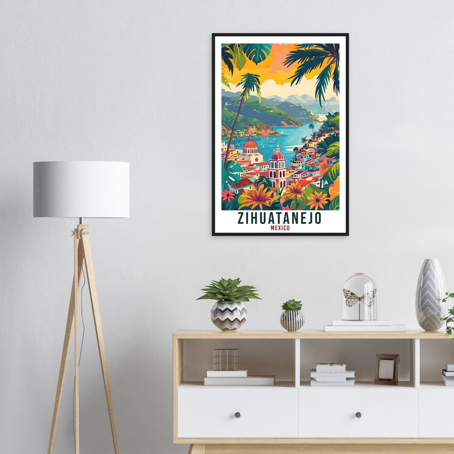 Zihuatanejo Mexico Travel Print Mexico Wall Art Wall Hanging Home Décor Zihuatanejo Mexico Landmark Artwork Travel Art Mexican Travel Poster