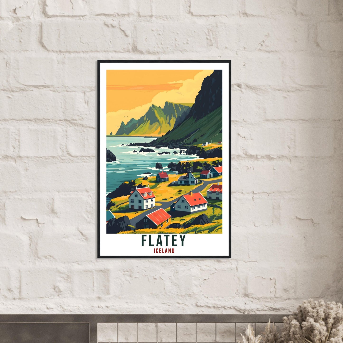 Flatey Iceland Travel Print Wall Art Wall Hanging Home Décor Iceland Flatey Gift Travel Art Iceland Artwork City Landscape Travel Poster
