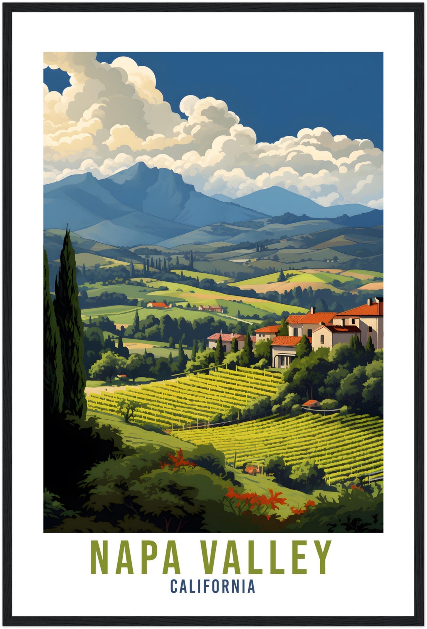 Napa Valley Travel Print Napa Valley Wall Art Wall Hanging Napa Valley Gift Travel Poster California Art Lover Gift Napa Valley Vineyards