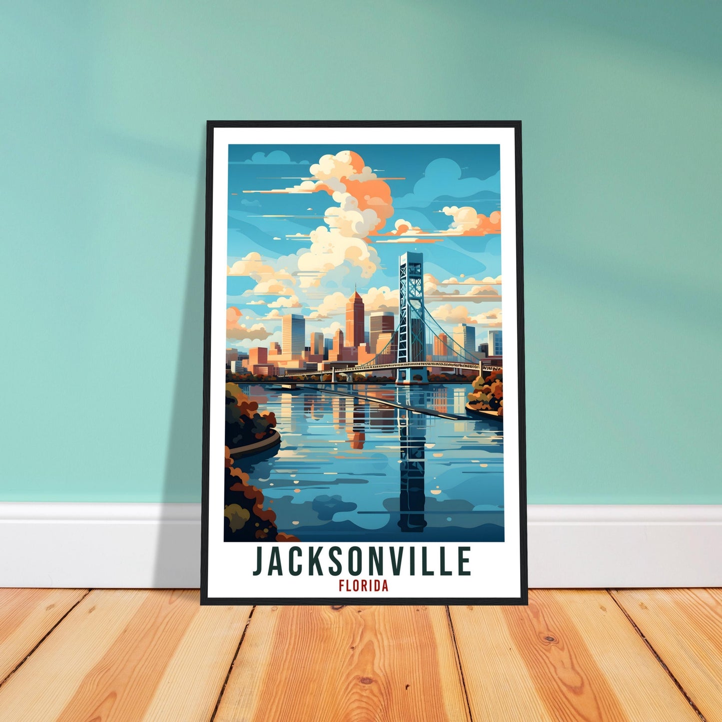 Jacksonville Travel Print Florida Home Decoration USA City Wall Art Gift Wall Hanging Art Lover Florida Artwork Jacksonville Travel Poster