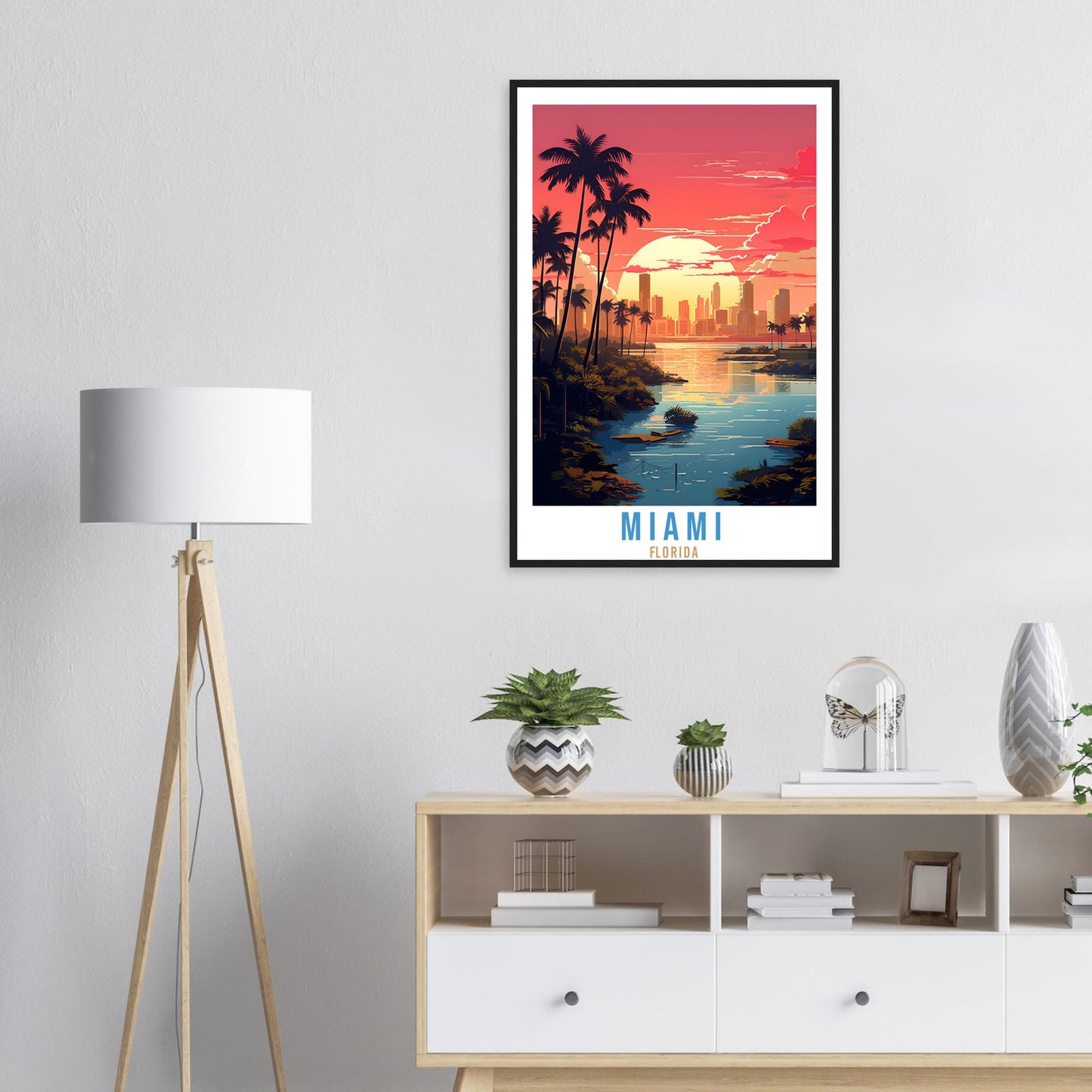 Miami Florida Travel Print Wall Miami Sunset Wall Hanging Travel Poster Miami City Landscape Florida Home Decor Florida Gift Travel Art