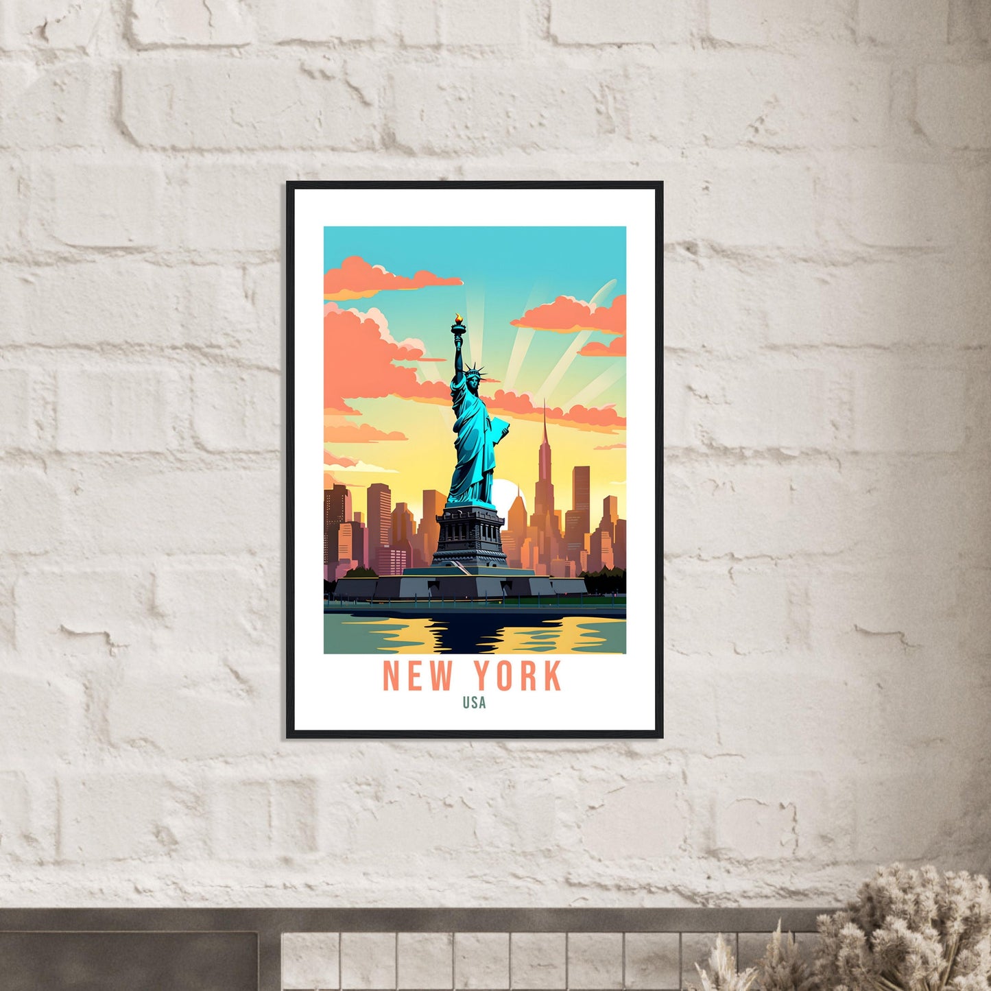 New York Travel Print Wall Art New York Art Gift New York Wall Hanging New York Home Decor New York State Art Print Travel Poster USA Statue