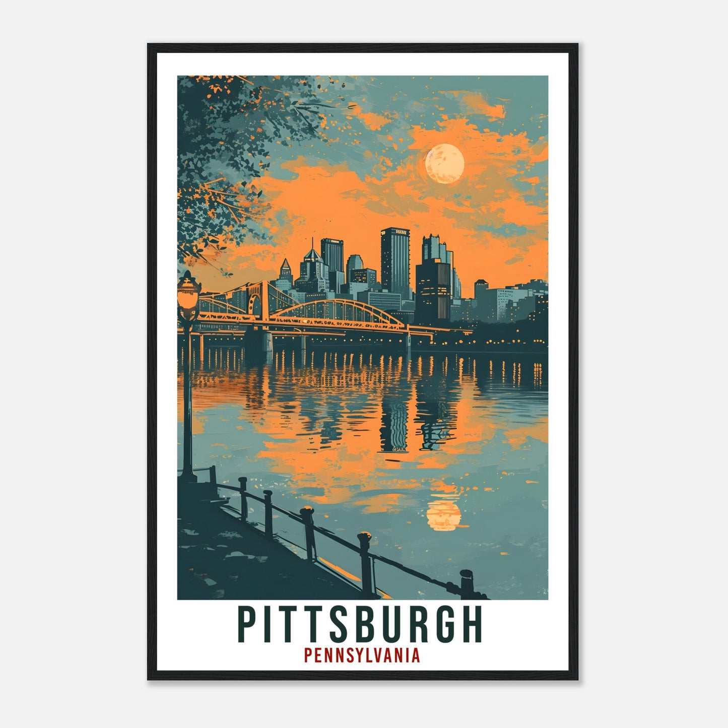 Pittsburgh Travel Print Pennsylvania Home Decoration USA Wall Art Gift Wall Hanging Art Lover Pennsylvania Artwork Pittsburgh Travel Poster
