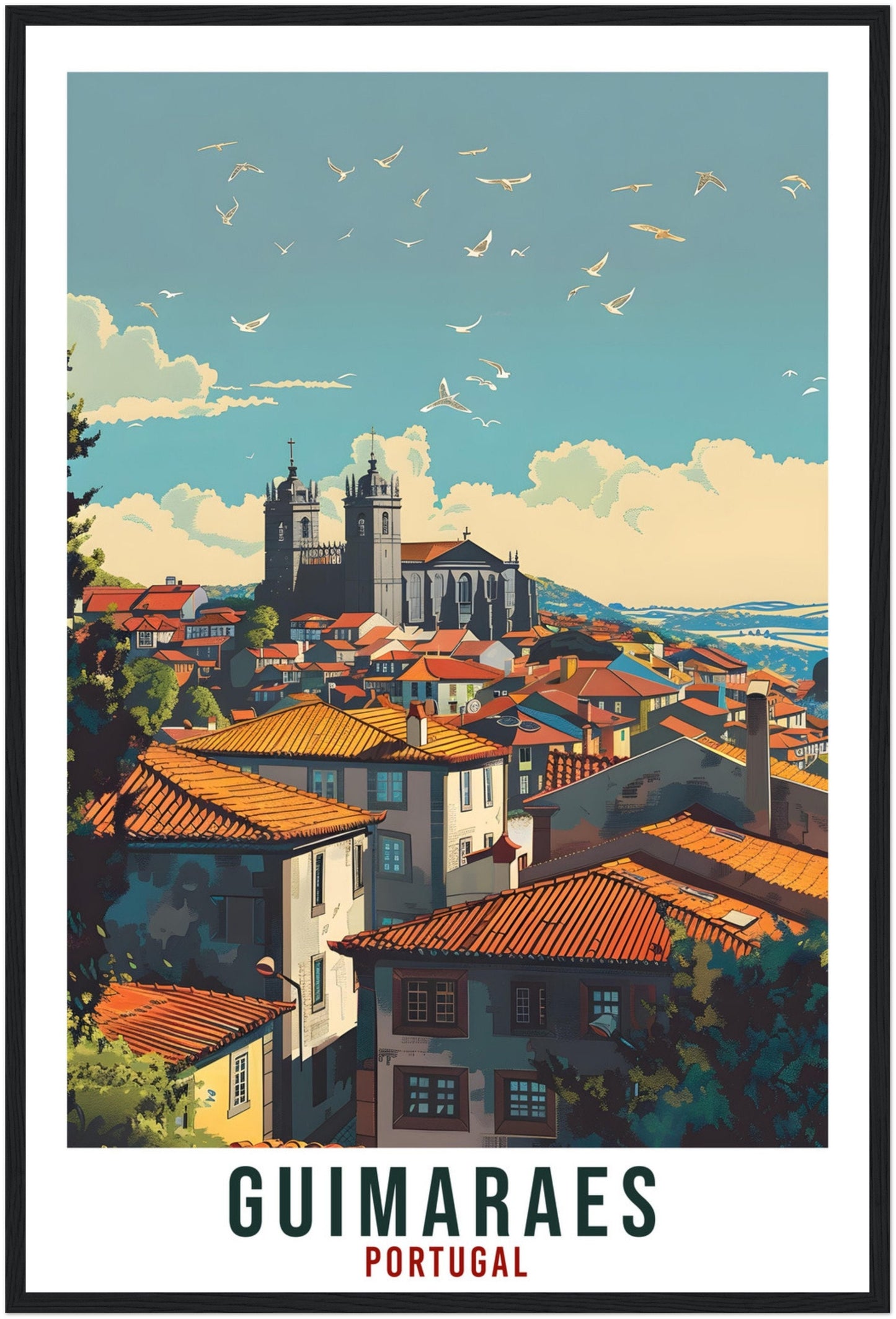 Guimaraes Travel Print Portugal Wall Art Wall Hanging Home Décor Guimaraes Gift Portugal Landmark Artwork Gift Guimaraes City Travel Poster