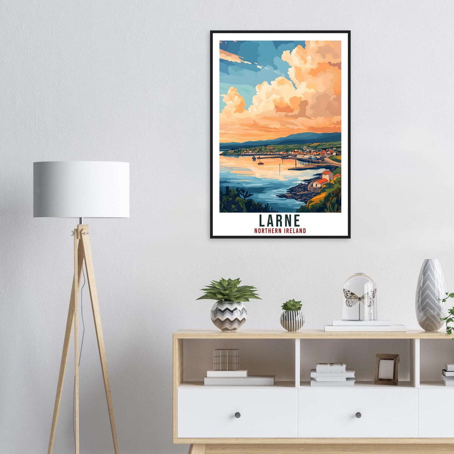 Larne Travel Print Northern Ireland Home Decor Co Antrim Wall Art Wall Hanging Art Lover Irish Artwork Travel Poster Larne Ireland Travel