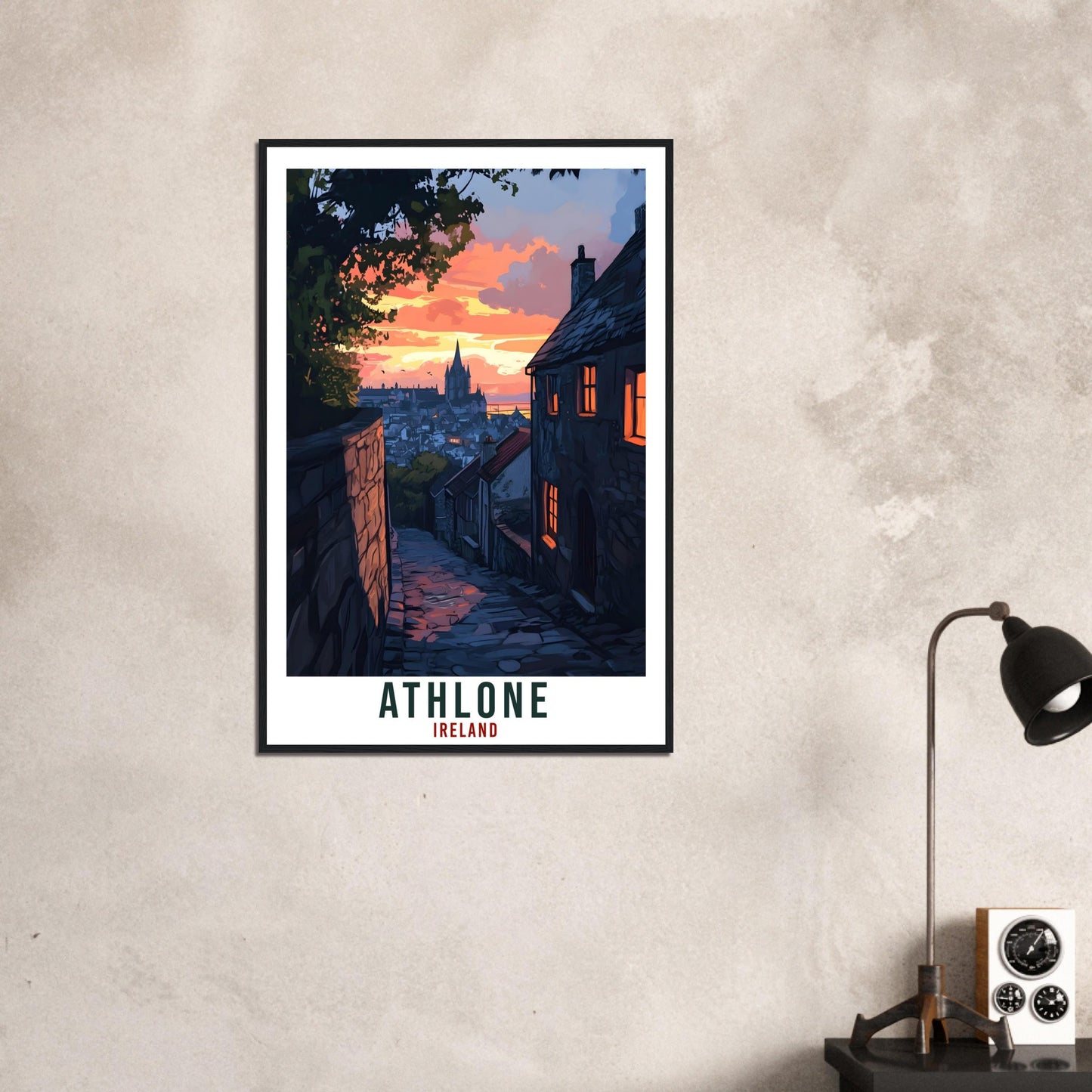 Athlone Travel Print Ireland Home Decor Athlone Wall Art Wall Hanging Art Lover Irish Artwork Travel Poster Athlone Ireland Travel Art Gift