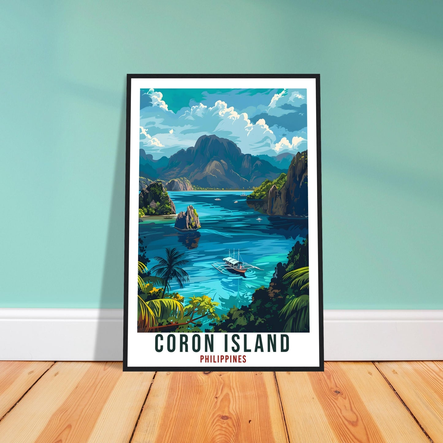 Coron Island Philippines Travel Print Wall Art Wall Hanging Home Décor Coron Island Gift Artwork Travel Art Philippines Beach Travel Poster