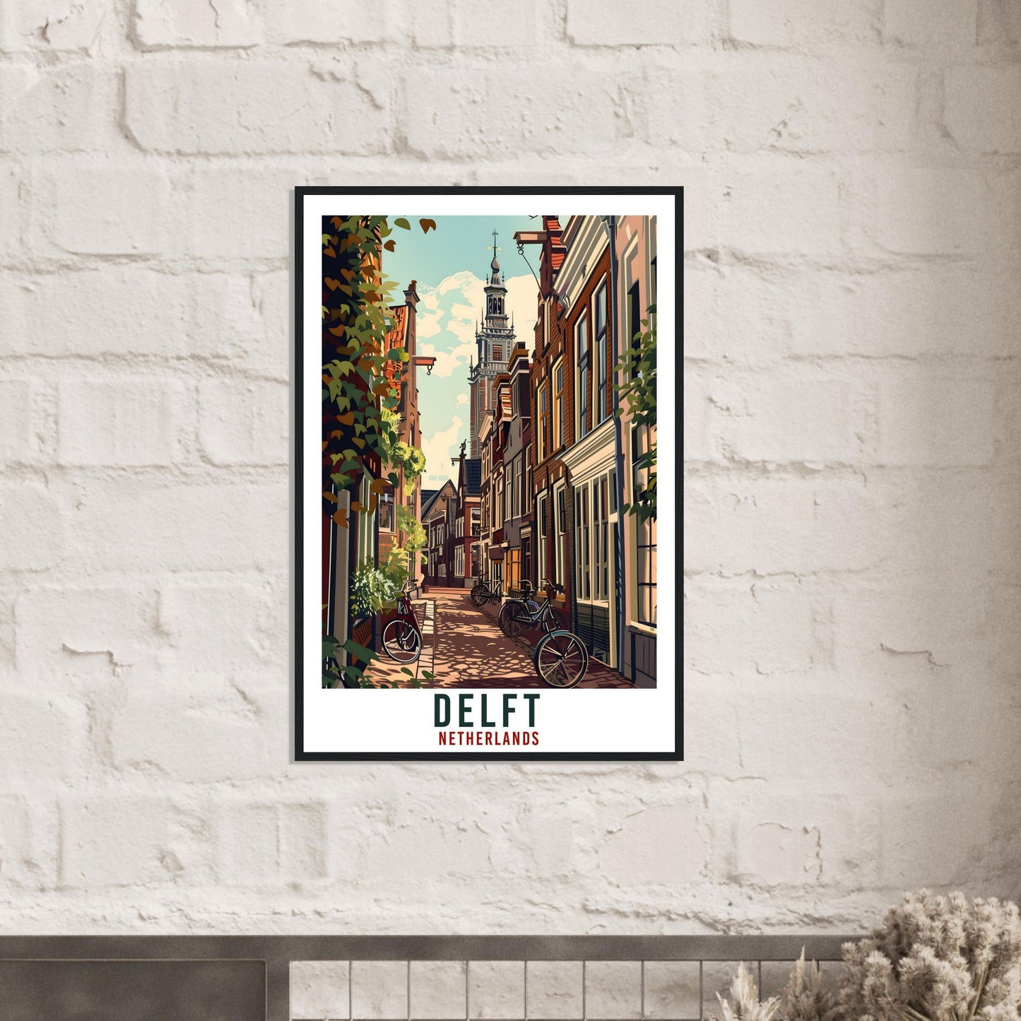 Delft Travel Print Holland Wall Art Wall Hanging Home Décor Delft Gift Art Lovers Gift Dutch Artwork Gift The Netherlands Travel Poster