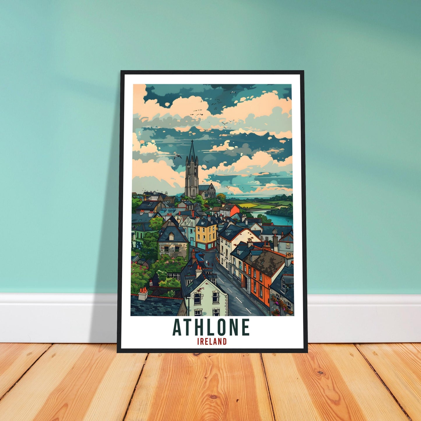 Athlone Travel Print Ireland Wall Art Wall Hanging Home Living Décor Athlone Gift Art Lovers Gift Irish Artwork Gift Ireland Travel Poster