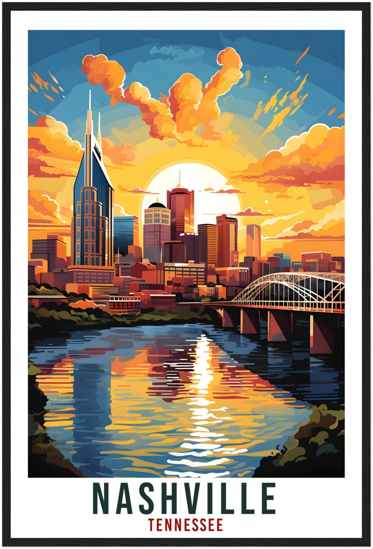 Nashville Travel Print Tennessee Home Decoration USA City Wall Art Gift Wall Hanging Art Lover Tennessee Artwork Nashville Travel Poster