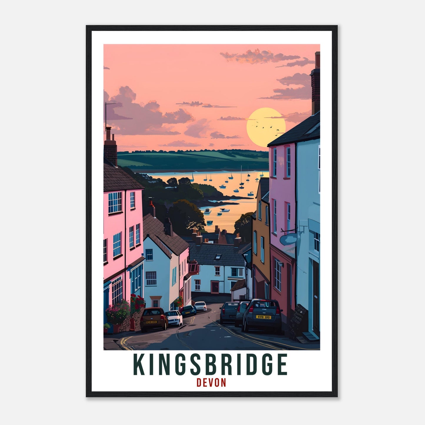 Kingsbridge Travel Print Devon Wall Art Home Decor Wall Hanging Travel Art Gift Devon Travel Poster England Landscape Artwork Art Lover Gift