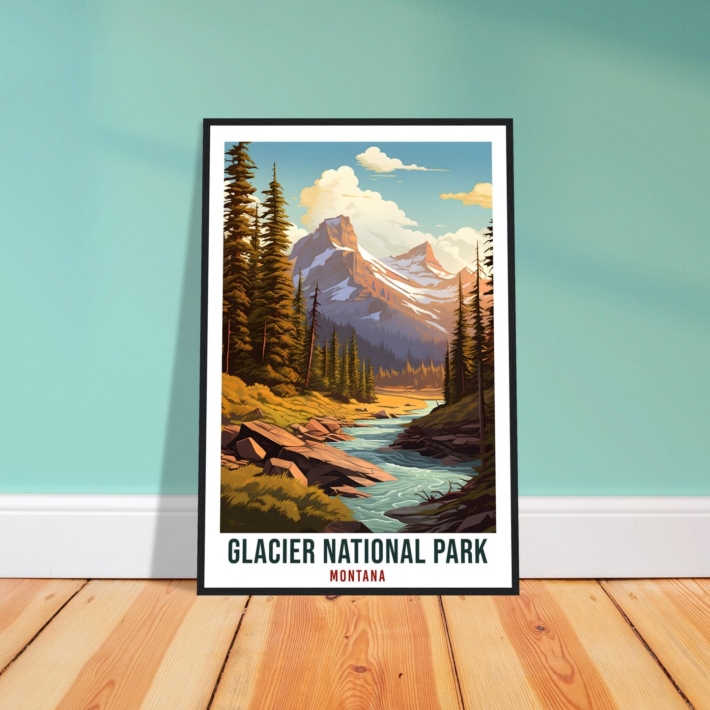 Glacier National Park Travel Print Montana Home Decor Wall Art Wall Hanging Travel Art Gift Glacier National Park Travel Poster Montana