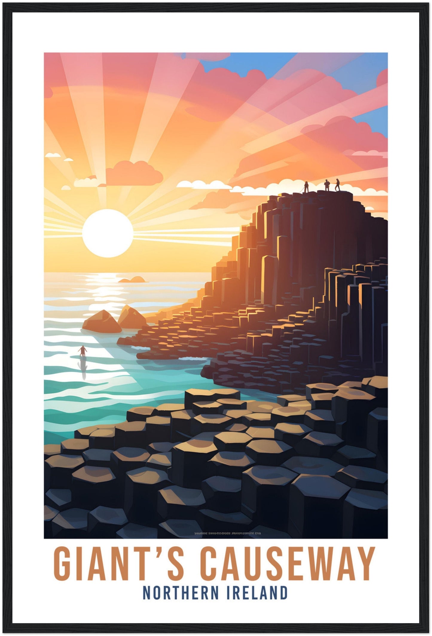 Giant's Causeway Travel Print Northern Ireland Seaside Coastal Landscape Wall Artwork Giant's Causeway Artwork Gift Causeway Coast Poster