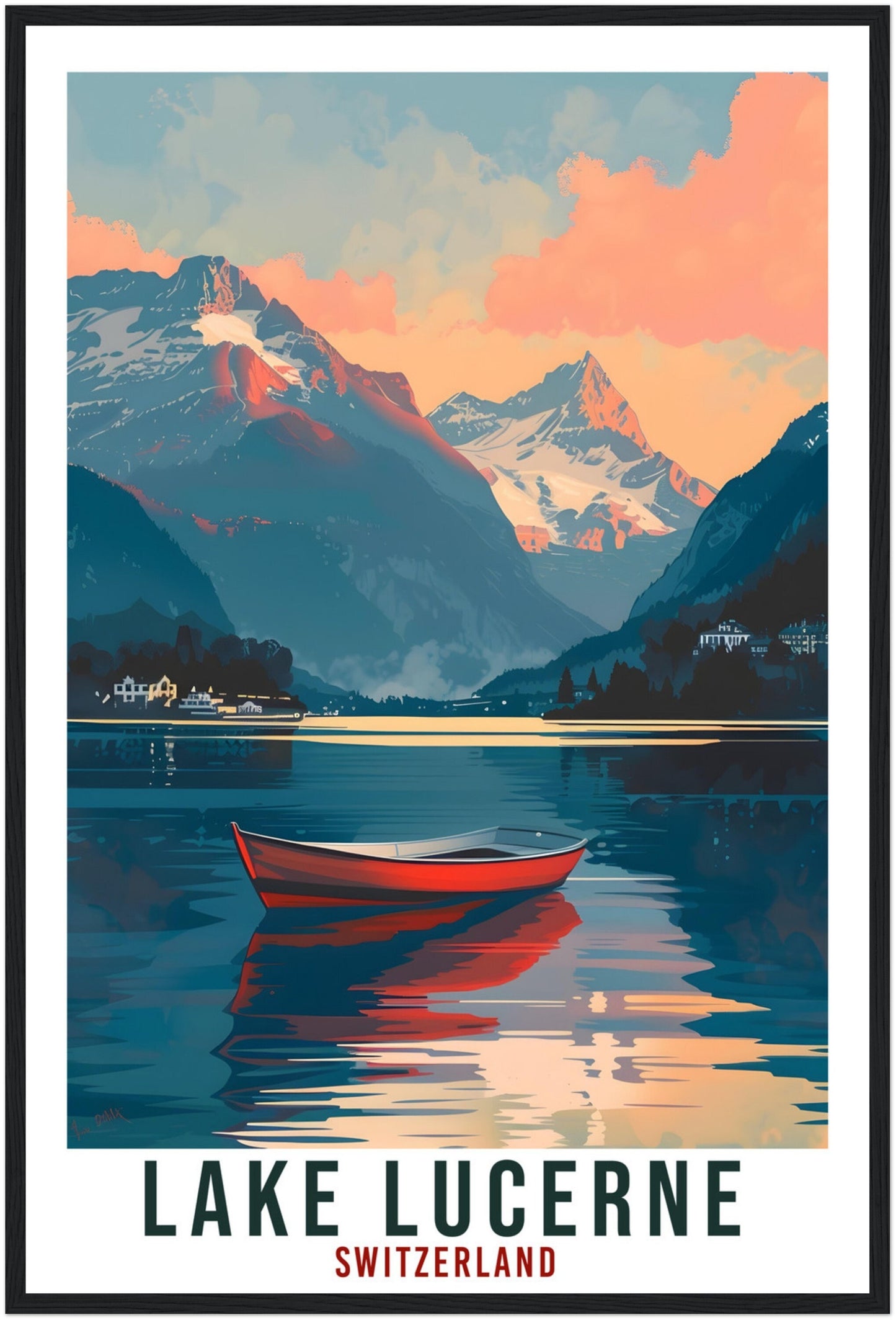Lake Lucerne Travel Print Swiss Wall Art Wall Hanging Home Living Décor Lucerne Gift Art Lovers Switzerland Artwork Gift Swiss Travel Poster