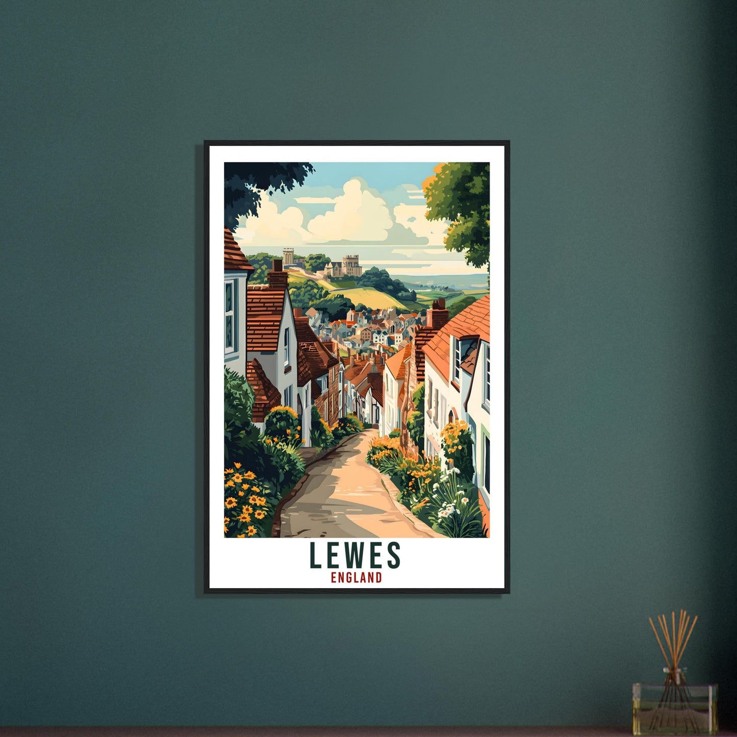 Lewes Travel Print England East Sussex Home Decor Lewes Wall Art Gift Wall Hanging Art Lover Lewes England Artwork Travel Poster Travel Art
