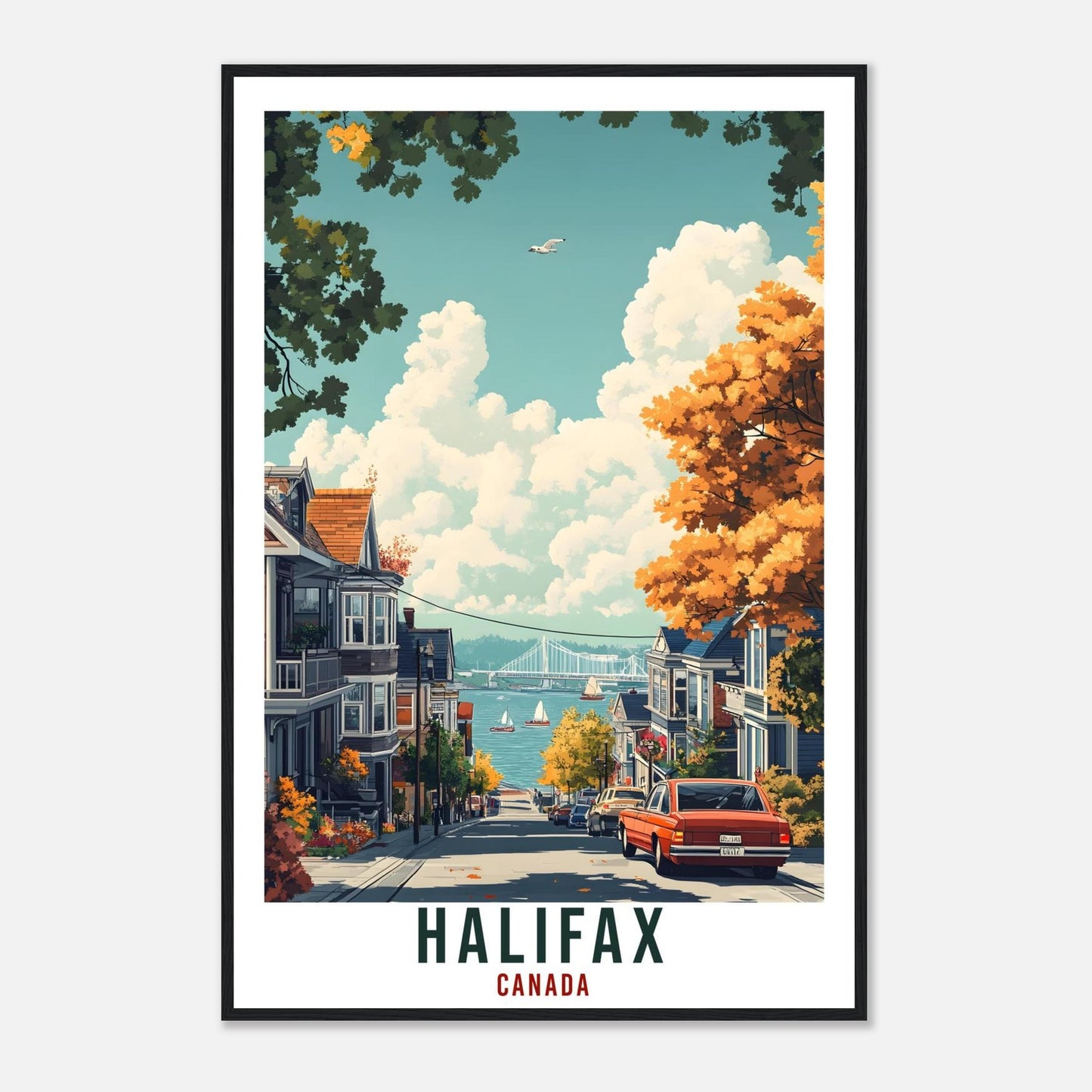 Halifax Travel Print Canada Home Decor Halifax Wall Art Gift Wall Hanging Art Lover Halifax Canadian Artwork Travel Poster Nova Scotia Art