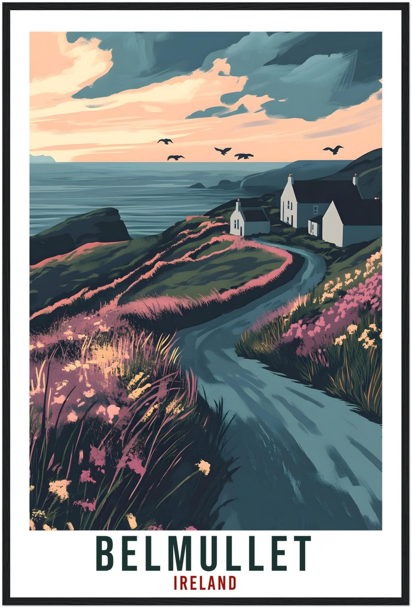 Belmullet Travel Print Ireland Home Decor Belmullet Wall Art Wall Hanging Art Lover Irish Artwork Travel Poster Belmullet Ireland Travel Art