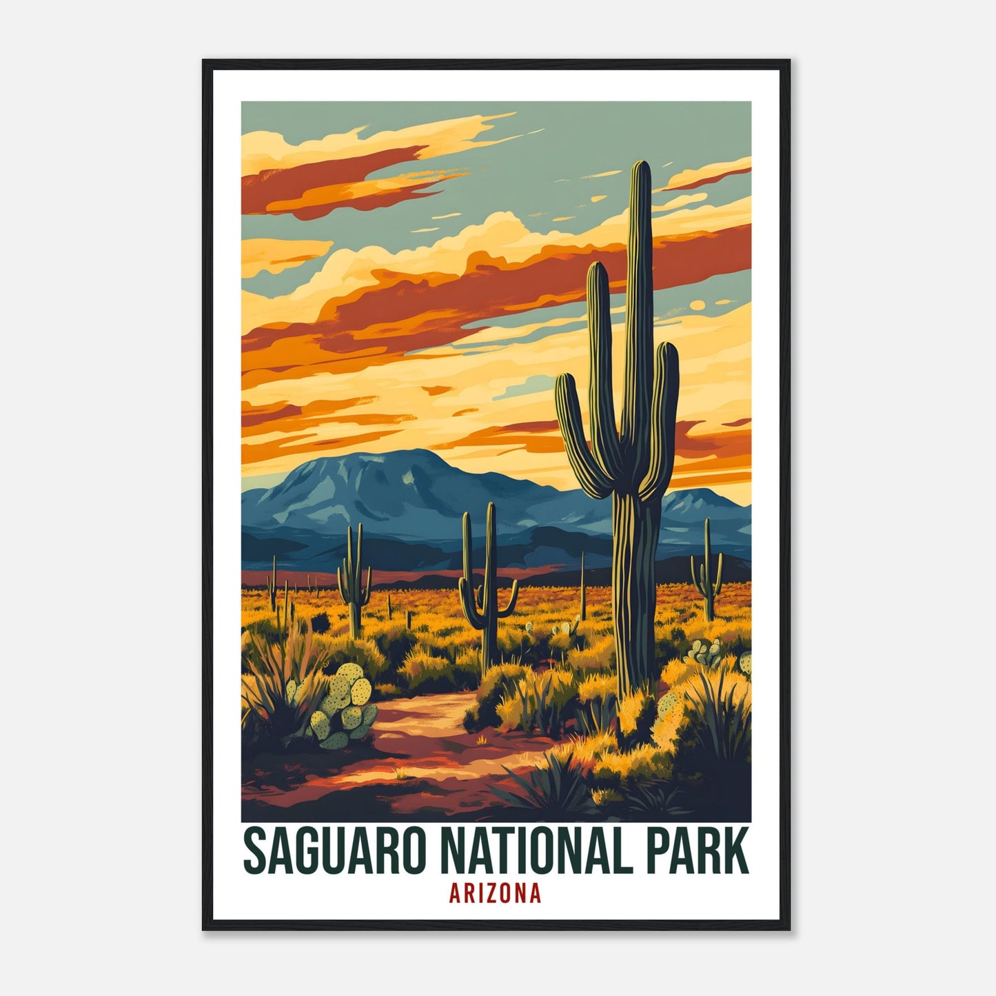 Saguaro National Park Arizona USA Travel Print Wall Art Wall Hanging Home Décor Saguaro Park Gift Travel Art USA Artwork Travel Poster