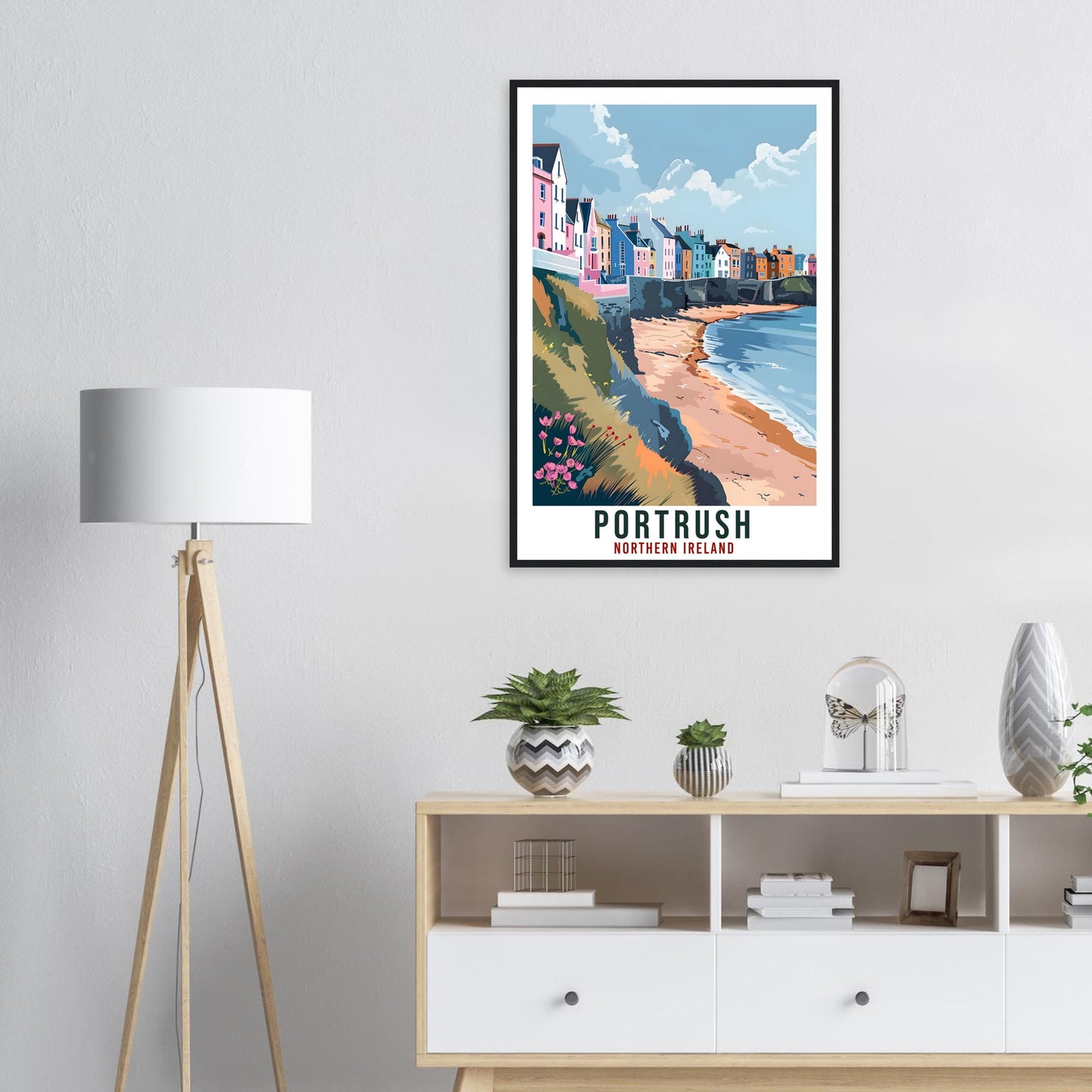 Portrush Travel Print Ireland Wall Art Wall Hanging Décor Portrush Gift Art Lovers Gift Irish Artwork Gift Northern Ireland Travel Poster