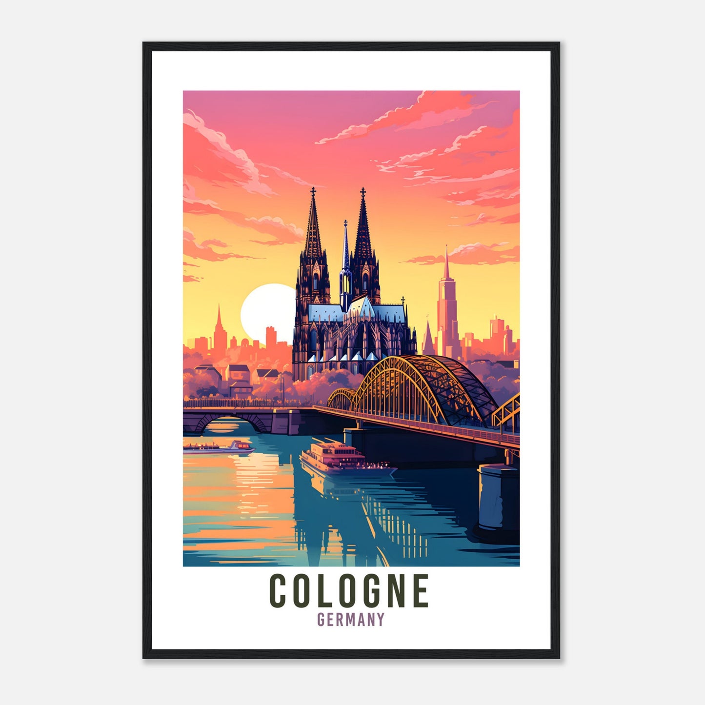 Cologne Travel Print Germany Cologne Travel Poster Cologne Home Decor Cityscape Art Gift Cologne Germany Wall Art Sunset Gift For Art Lovers