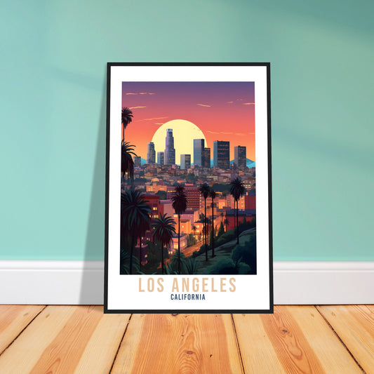 Los Angeles Sunset Travel Print Wall Art Los Angeles Wall Hanging LA Cityscape Los Angeles Gift Art Lovers California Art Lover LA Art Gift