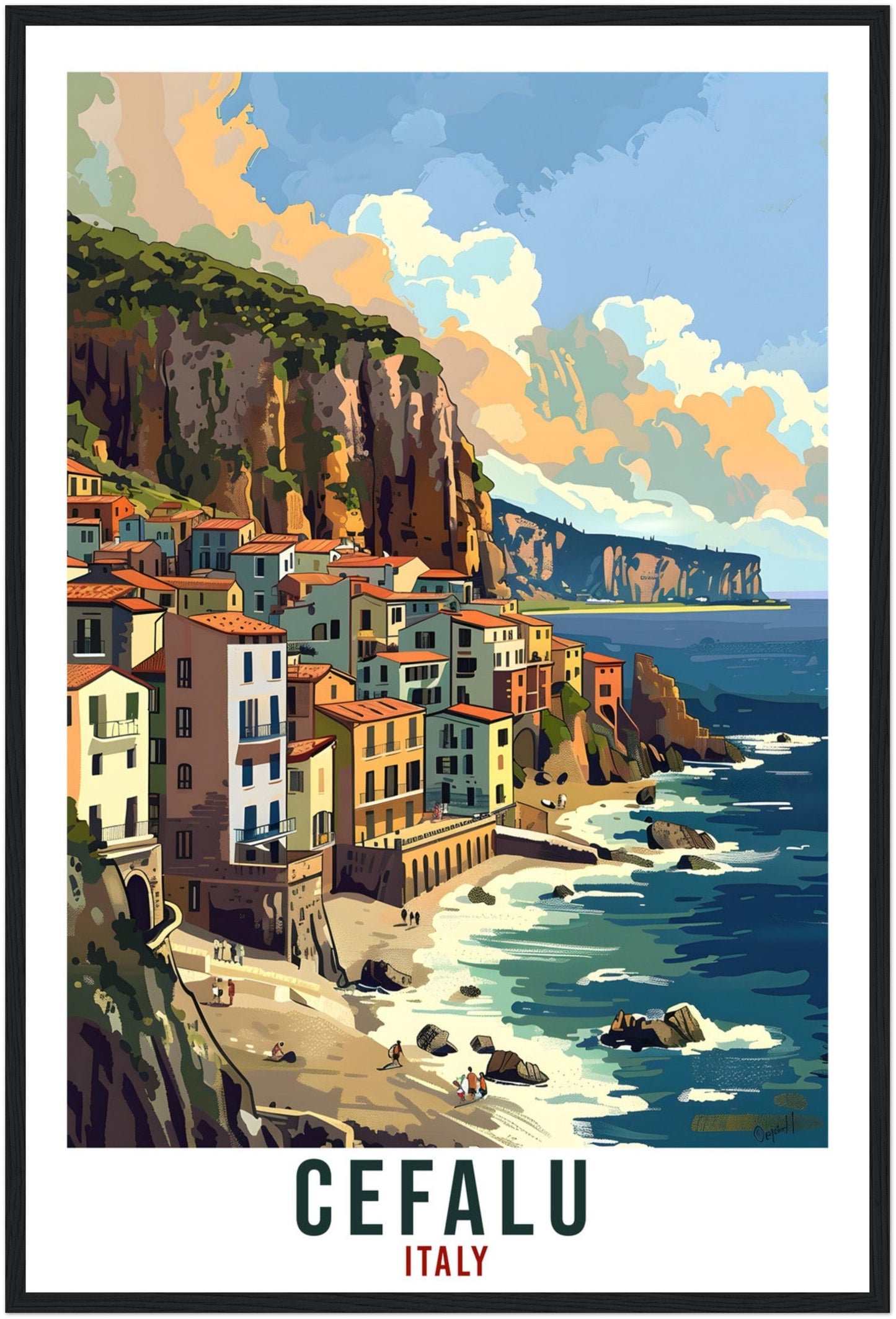 Cefalu Travel Print Italy Wall Sicily Art Wall Hanging Home Living Décor Cefalu Gift Art Lovers Gift Italy Artwork Italian Travel Poster