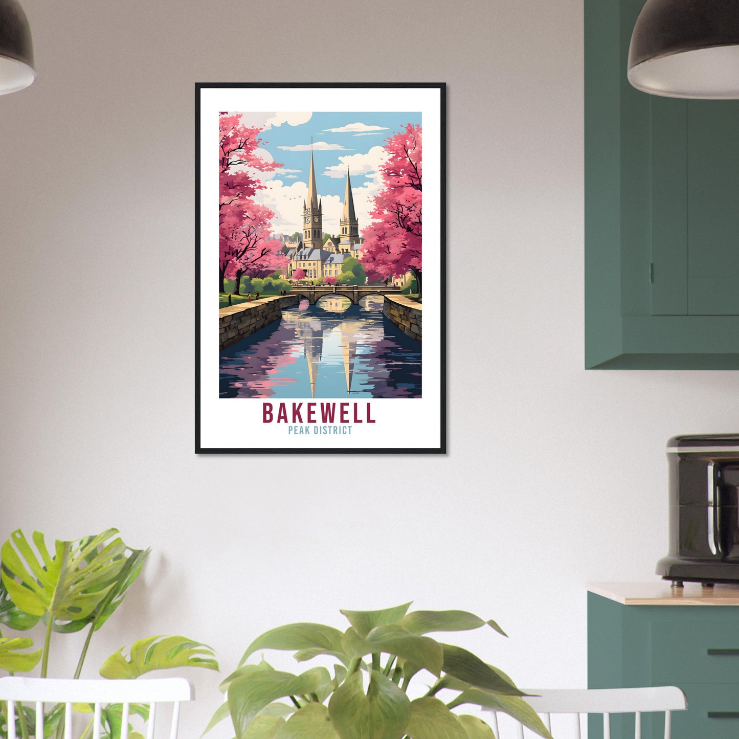 Bakewell Travel Print Peak District Home Decoration Derbyshire Landscape England Nature Wall Hanging Bakewell Artwork Travel Poster