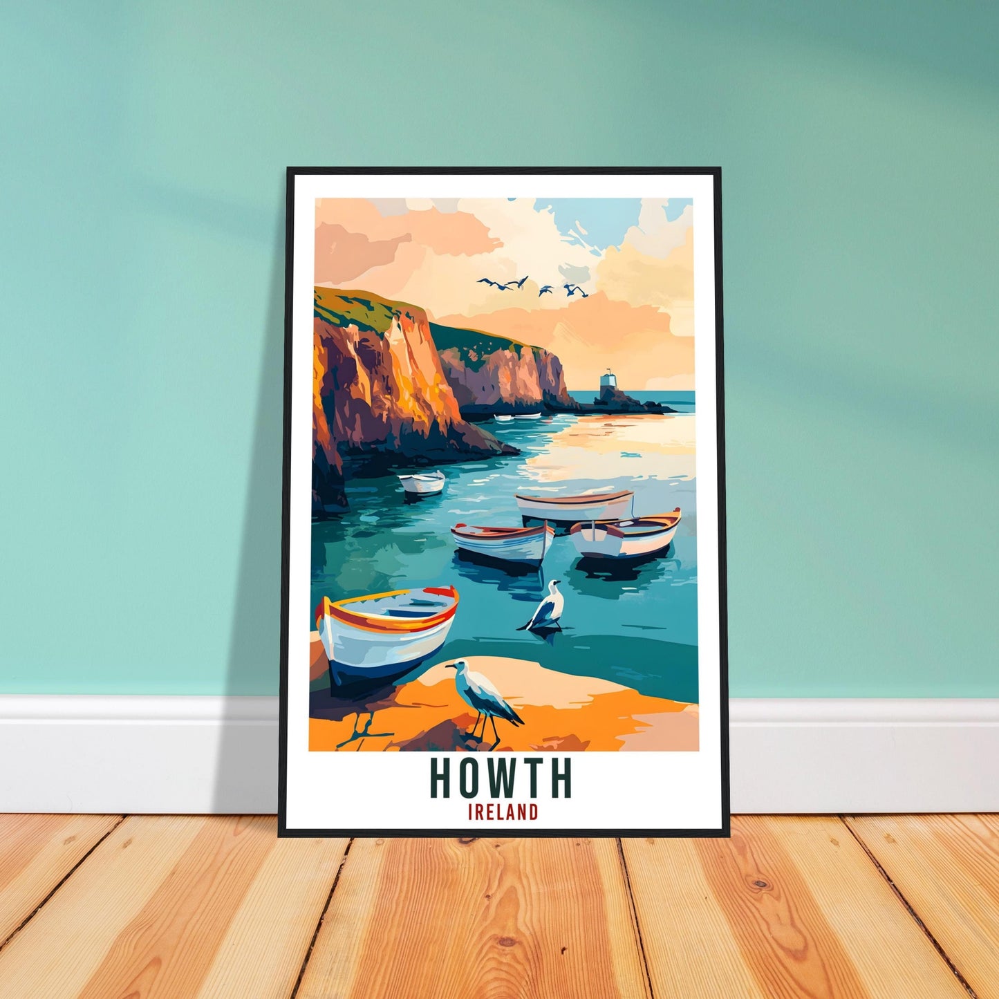 Howth Travel Print Ireland Home Decor Howth Wall Art Wall Hanging Art Lover Irish Artwork Travel Poster Howth Dublin Ireland Travel Art