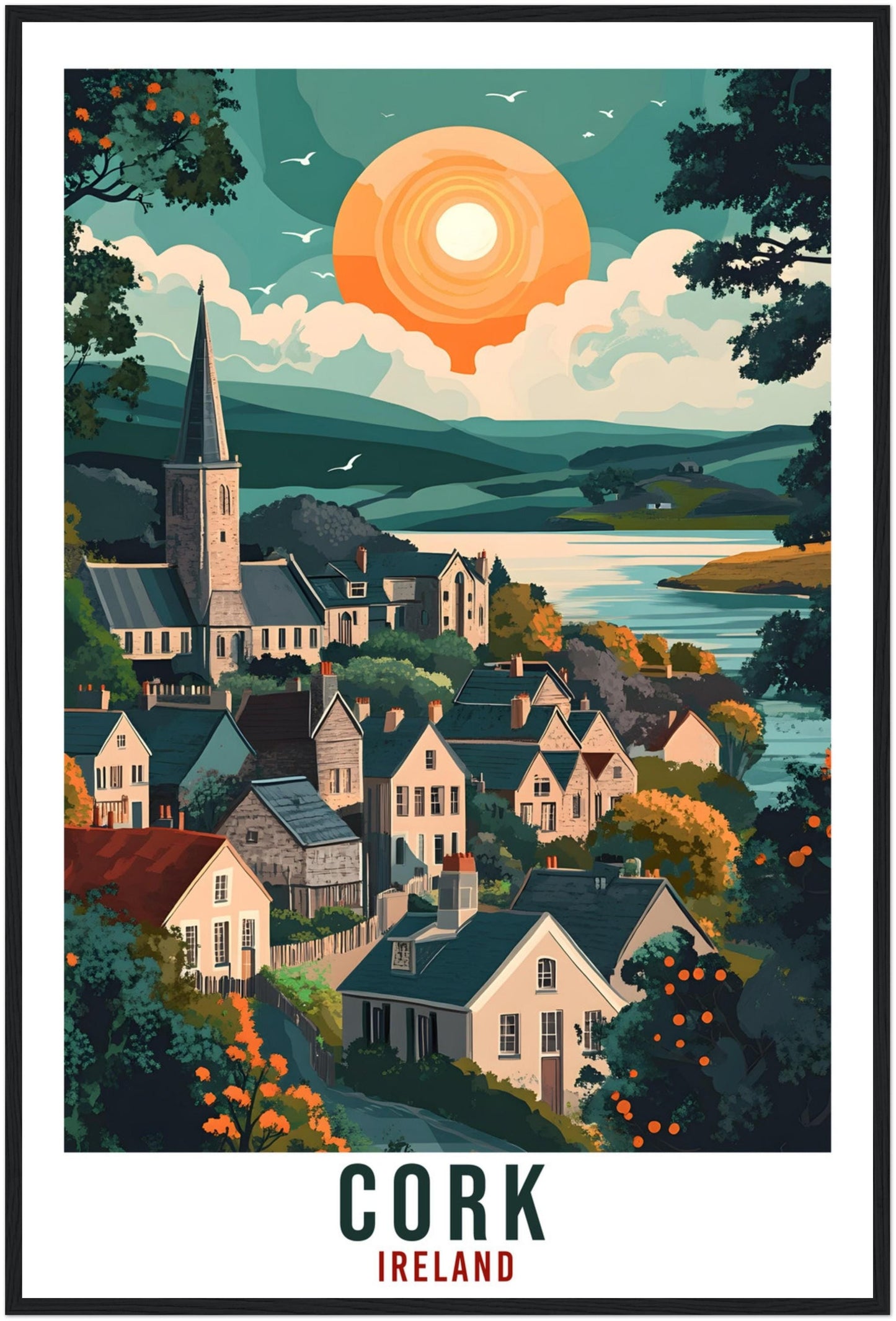 Cork Travel Print Ireland Home Decor Cork Wall Art Gift Wall Hanging Art Lover Cork Irish Artwork Travel Poster Ireland Travel Art Gift