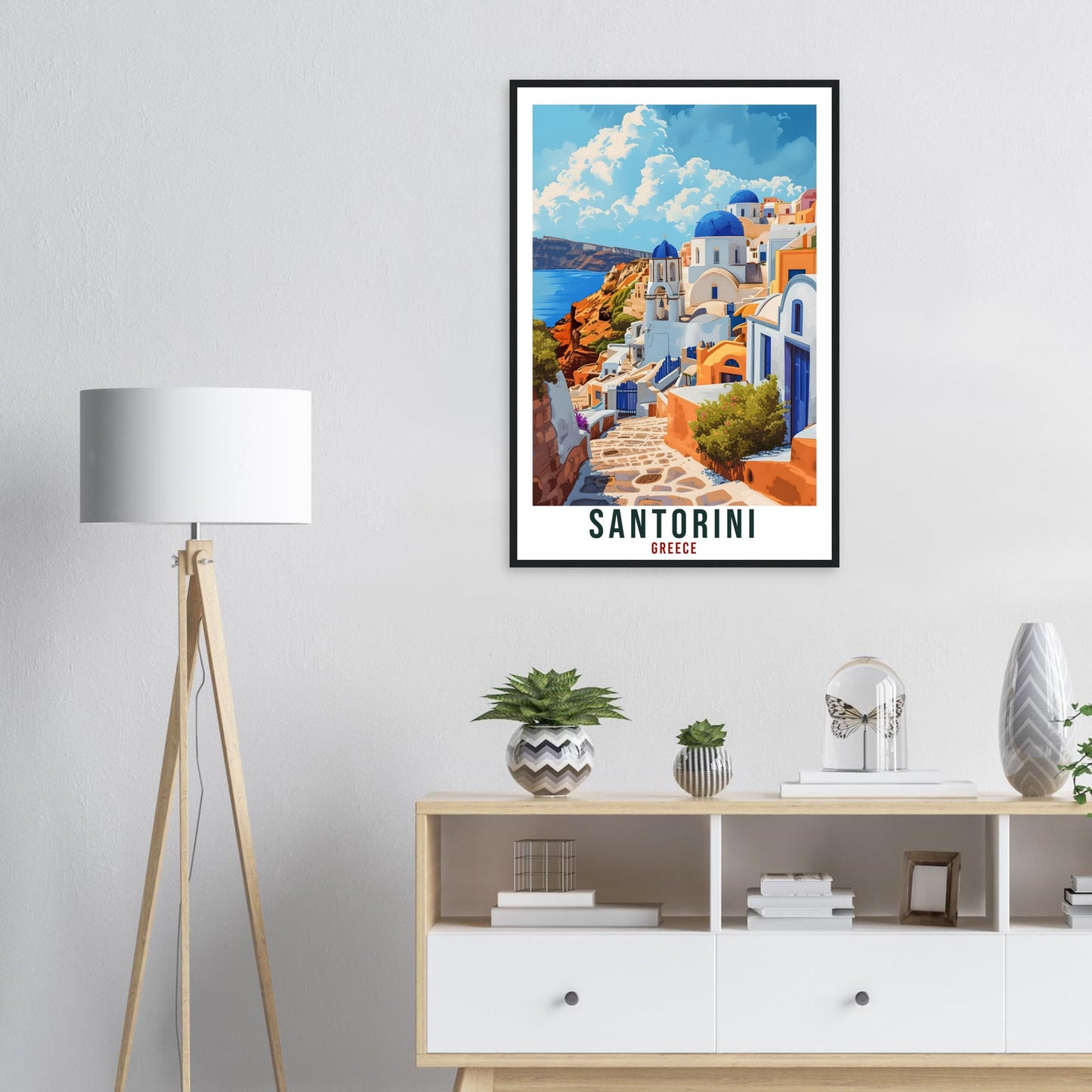 Santorini Travel Poster Greece Home Decor Santorini Greek Island Wall Art Gift Wall Hanging Art Lover Greece Artwork Santorini Travel Print