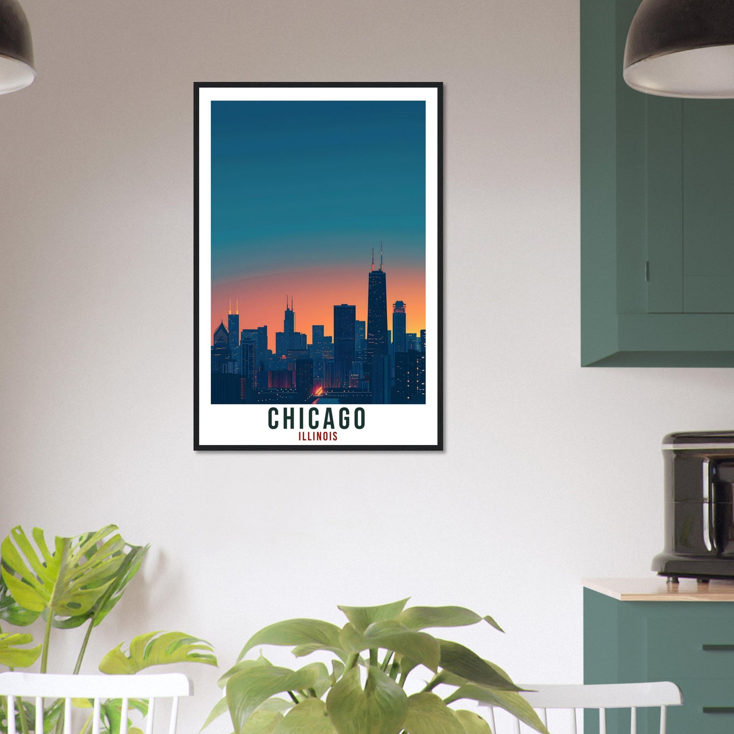 Chicago Travel Print Illinois Home Decoration USA City Wall Art Gift Wall Hanging Art Lover Illinois Artwork Chicago Skyline Travel Poster
