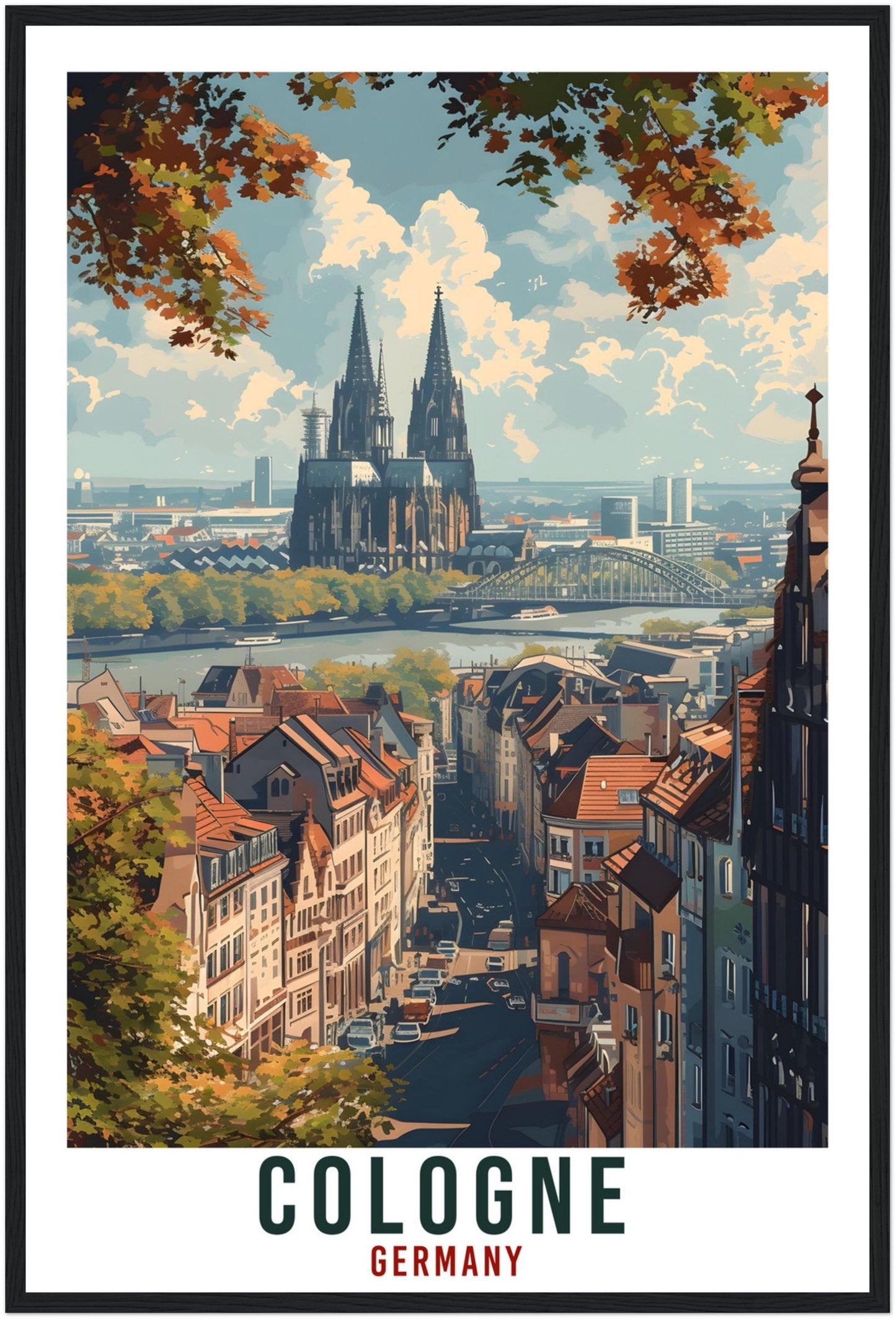 Cologne Print Travel Gift Germany Home Decor Cologne German City Wall Art Gift Wall Hanging Art Lover Germany Artwork Cologne Travel Poster