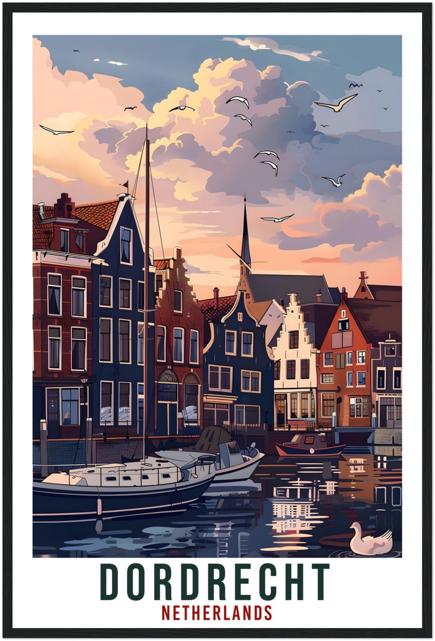 Dordrecht Travel Print Holland Wall Art Wall Hanging Home Décor Dordrecht Art Lovers Gift Dutch Artwork Gift The Netherlands Travel Poster