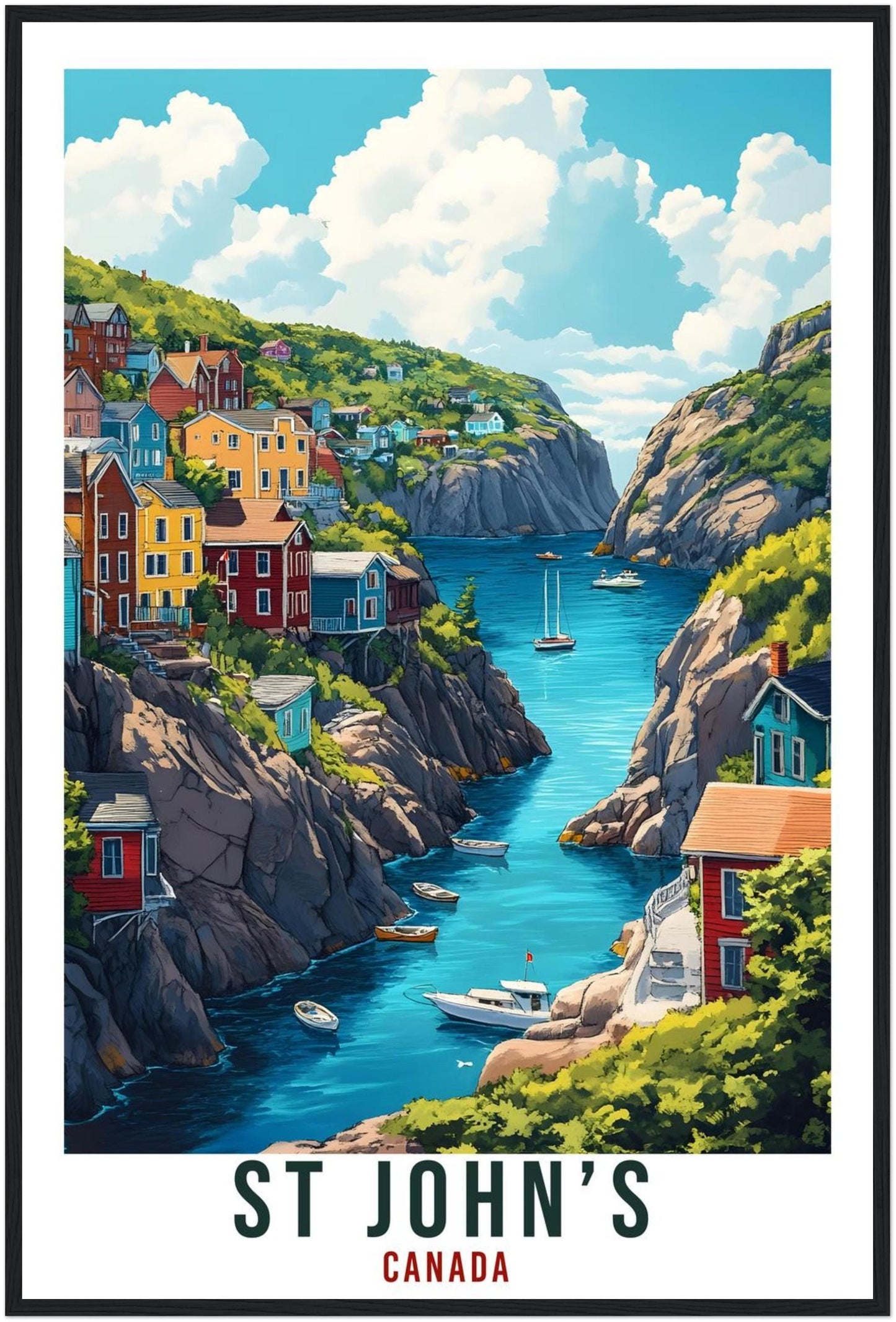 St Johns Travel Print Canada Home Decor St Johns Wall Art Gift Wall Hanging Art Lover St Johns Canadian Artwork Travel Poster Newfoundland