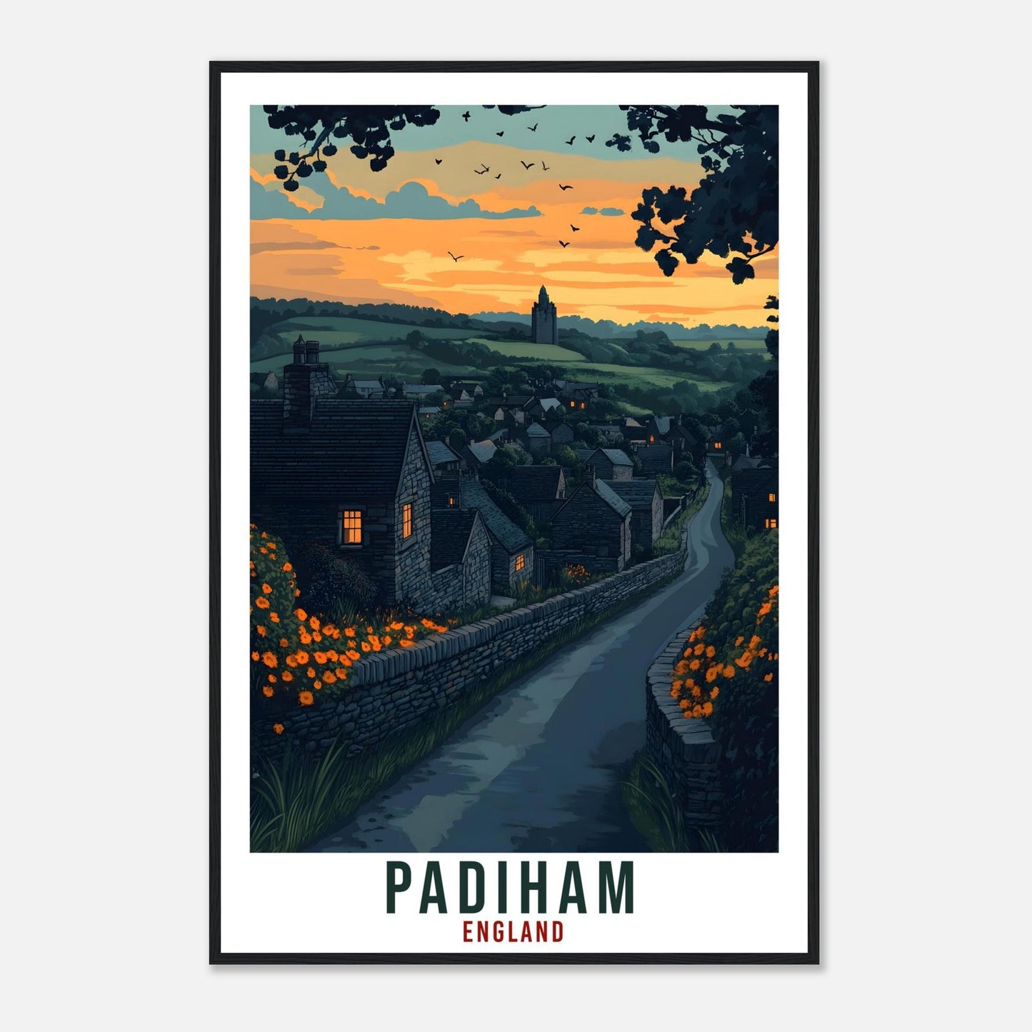 Padiham Travel Print England Home Decor Padiham Wall Art Gift Wall Hanging Art Lover Padiham England Artwork Travel Poster Travel Art