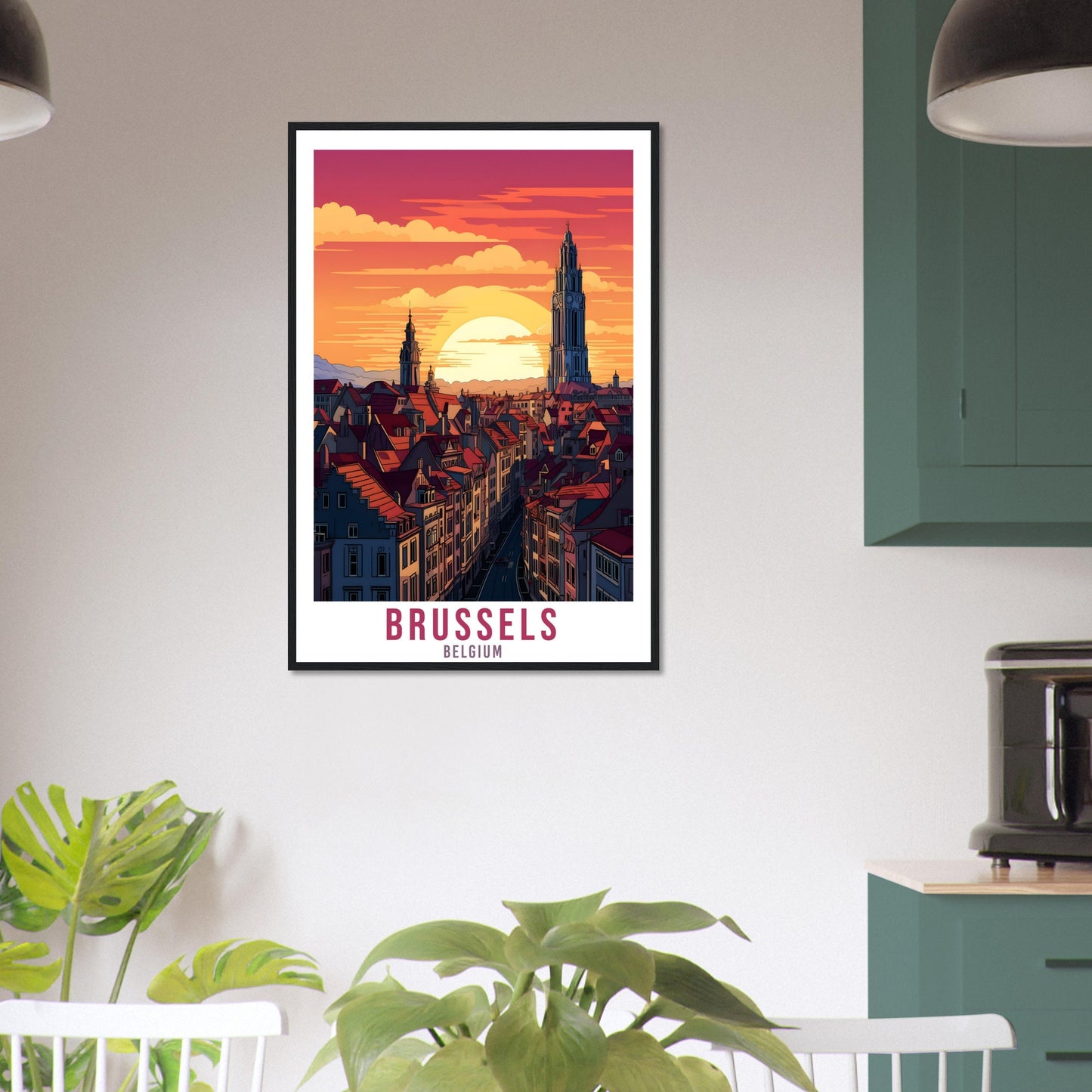 Brussels Travel Poster Wall Art Belgium Home Décor Artwork Wall Hanging Brussels Cityscape Art Gifts Brussels Travel Print Belgian Art Lover