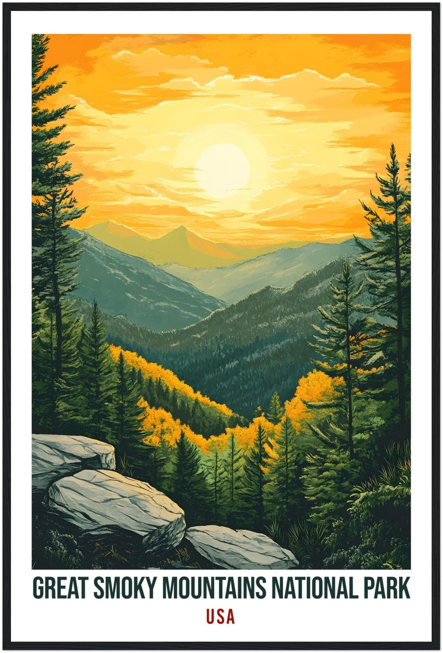 Great Smoky Mountains National Park USA Travel Print Wall Art Wall Hanging Home Décor Great Smoky Gift Travel Art USA Artwork Travel Poster