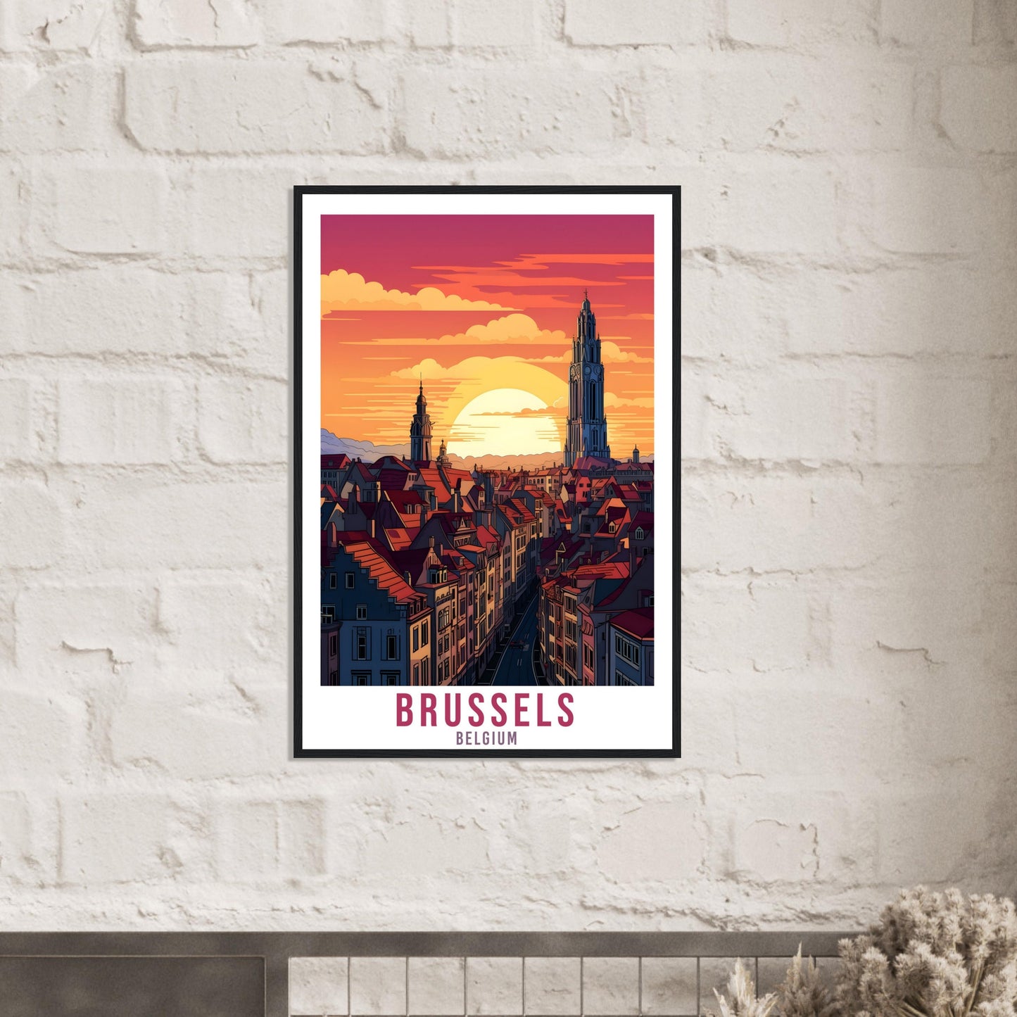 Brussels Travel Poster Wall Art Belgium Home Décor Artwork Wall Hanging Brussels Cityscape Art Gifts Brussels Travel Print Belgian Art Lover