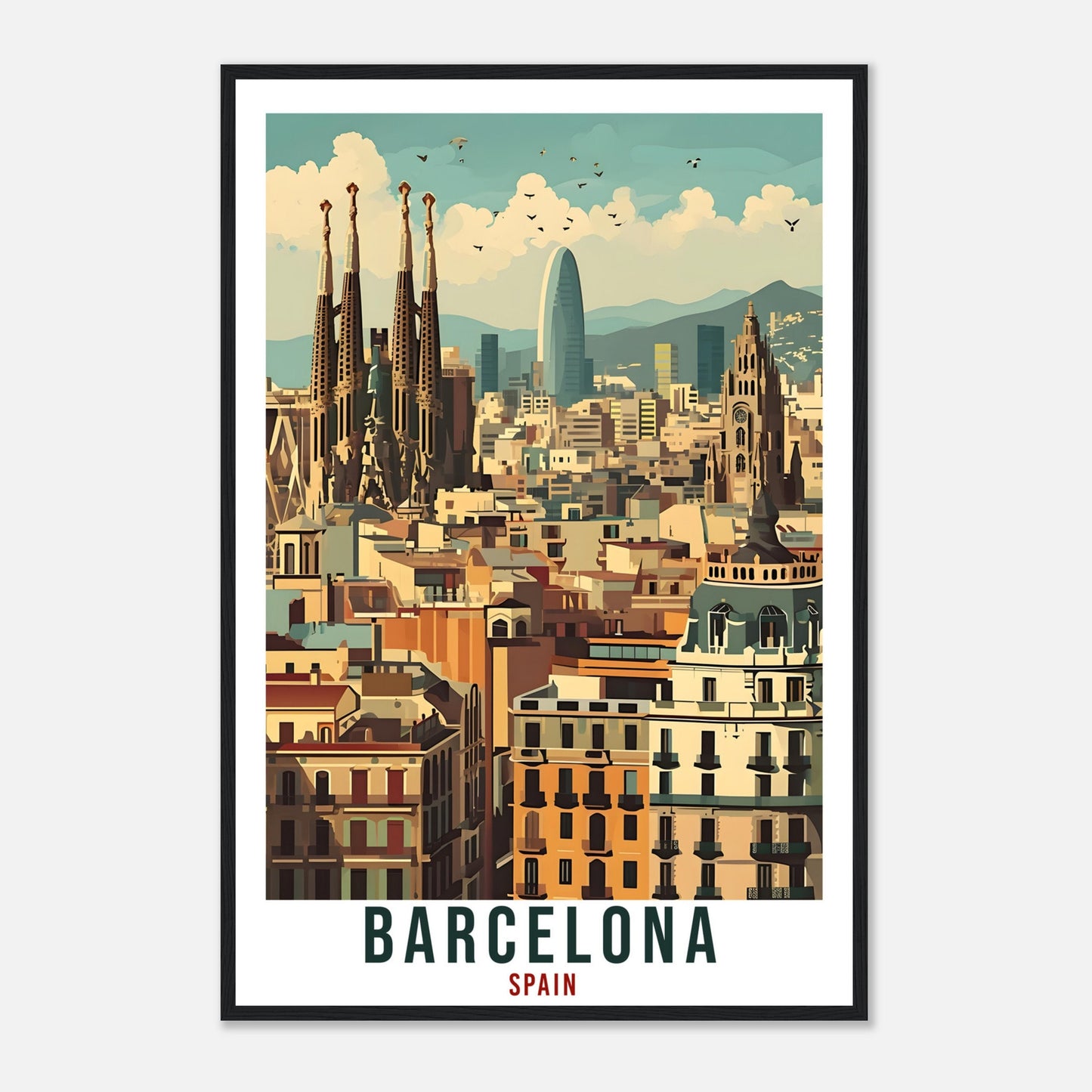Barcelona Travel Print Wall Art Barcelona Spain Wall Hanging Artwork Barcelona Art Gifts Barcelona Travel Poster Spain Art Lovers Gift