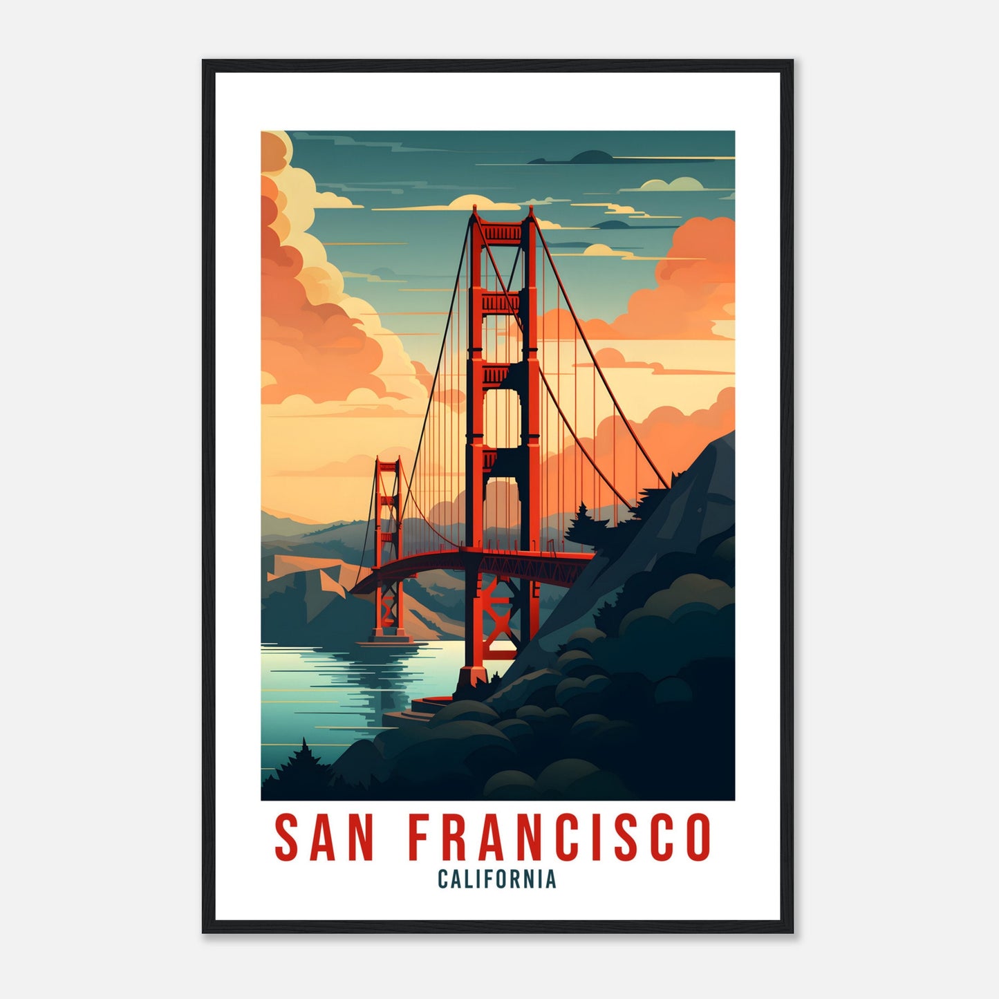 San Francisco Golden Gate Travel Print Wall Art San Francisco Sunset Wall Hanging Travel Poster San Fran USA Home Decor United States Travel