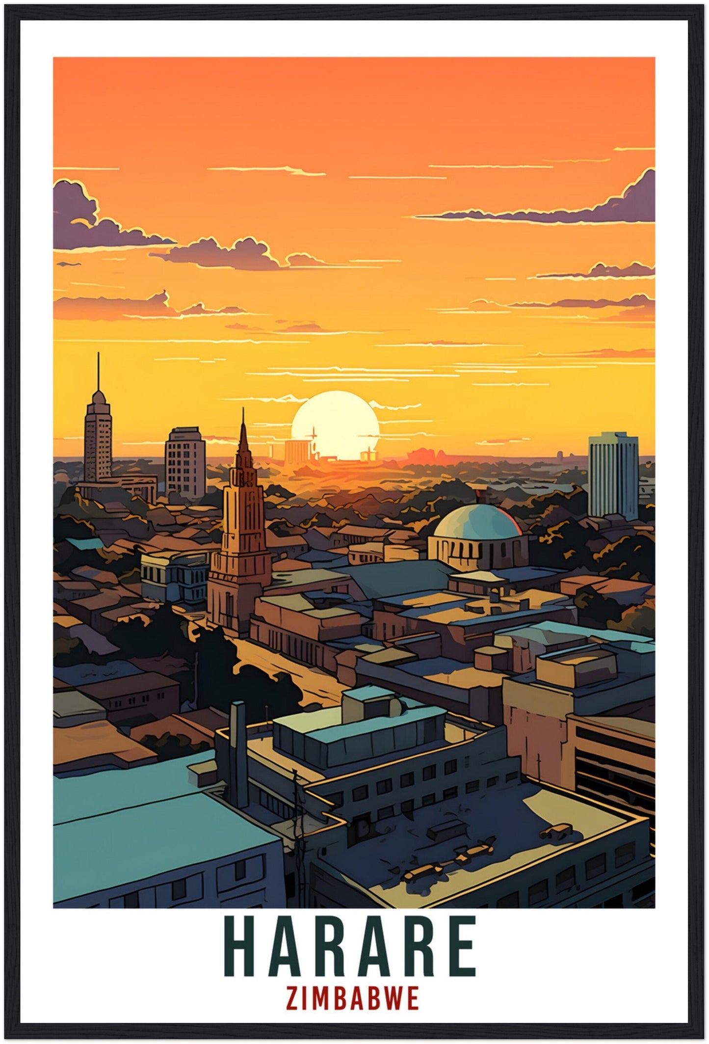Harare Zimbabwe Travel Print Wall Art Wall Hanging Home Décor Harare Gift Art Lovers Zimbabwe Artwork Gift Print African Landmark Poster
