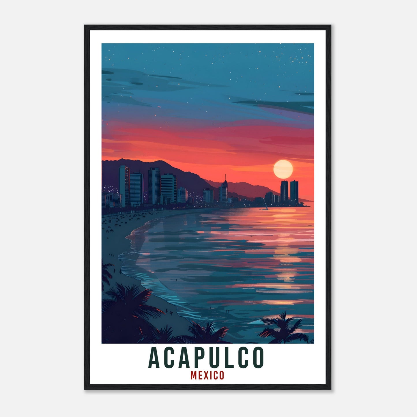 Acapulco Mexico Travel Print Mexico Wall Art Wall Hanging Home Décor Acapulco Gift Mexico Landmark Artwork Travel Art Mexican Travel Poster