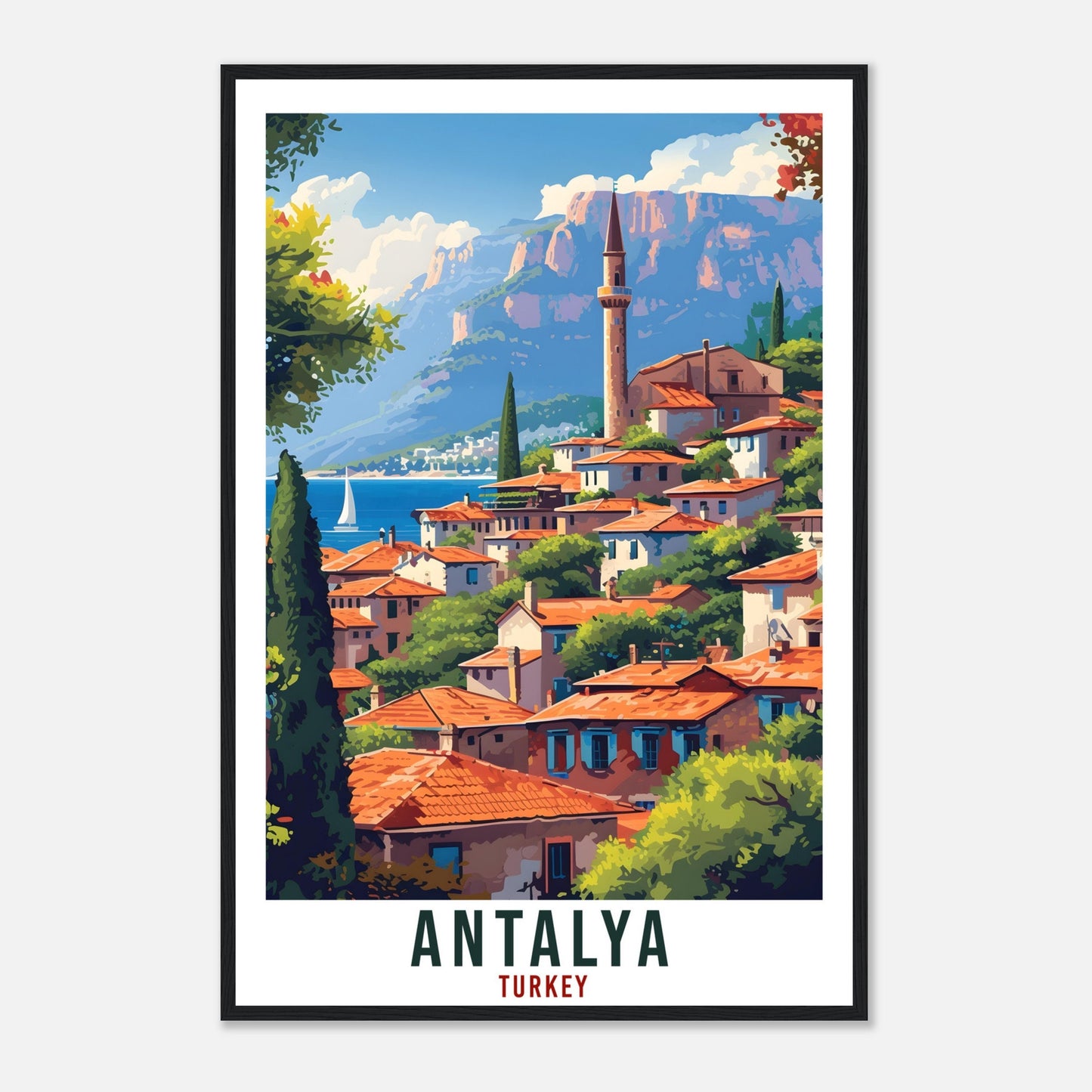 Antalya Travel Print Turkey Home Decoration Antalya Turkish City Wall Art Gift Wall Hanging Art Lover Turkey Artwork Antalya Travel Poster